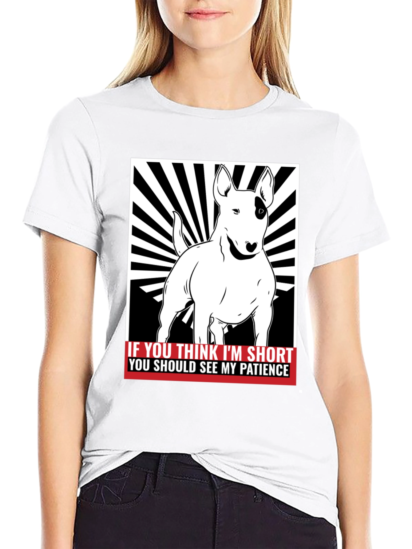 Funny Bull Terrier Short Patience Mens T-Shirt