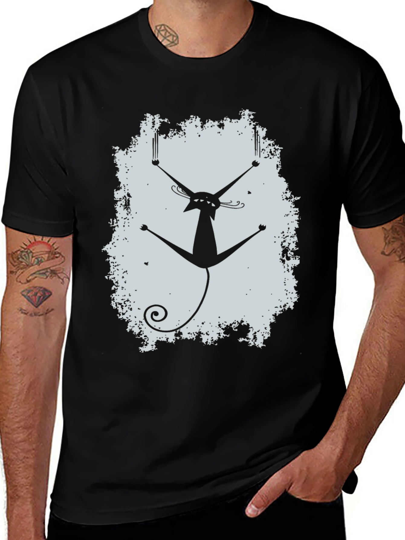 Cool Cat Scratch T-Shirt - Black Graphic Tee