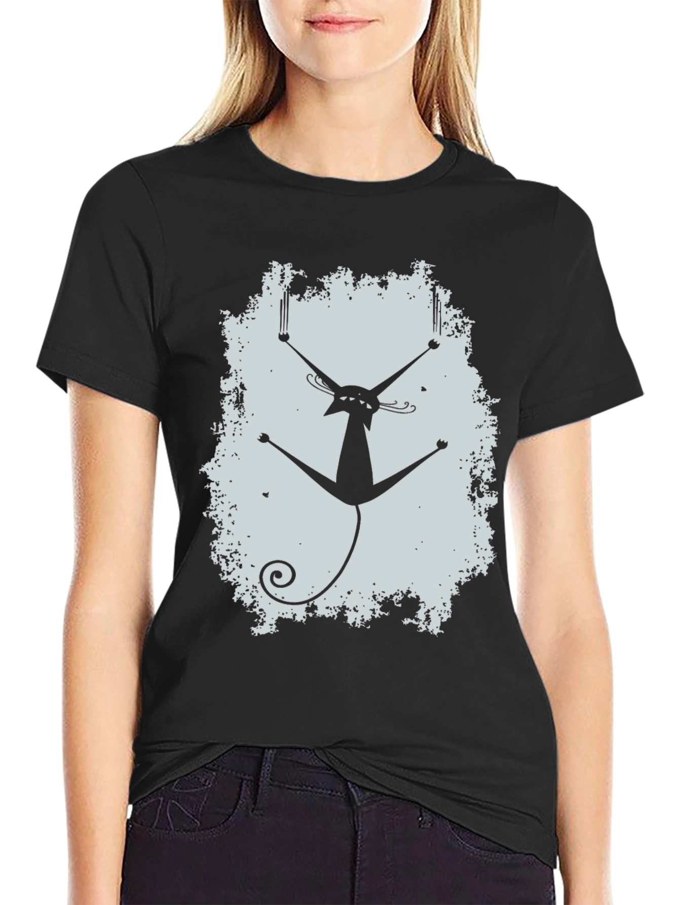 Cool Cat Scratch T-Shirt - Black Graphic Tee
