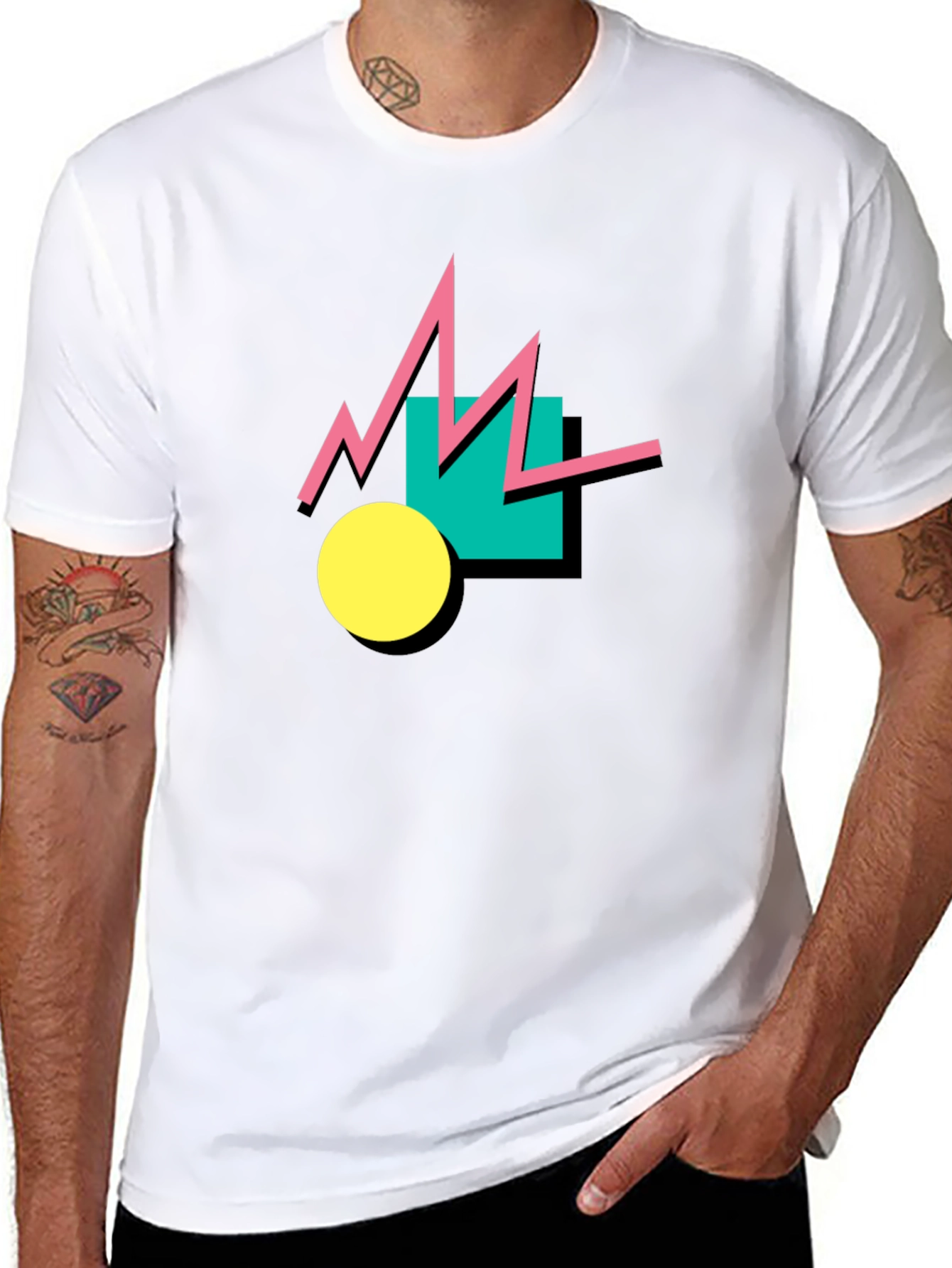 Retro Geometric T-Shirt - 80s Style Graphic Tee