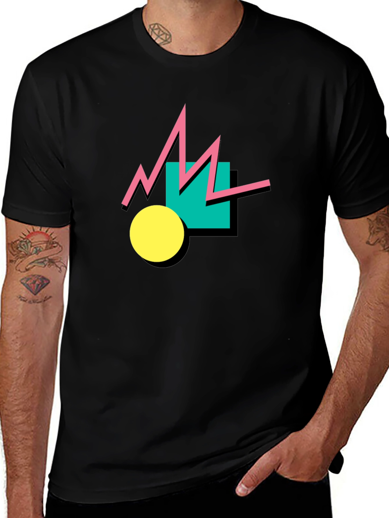 Retro Geometric T-Shirt - 80s Style Graphic Tee