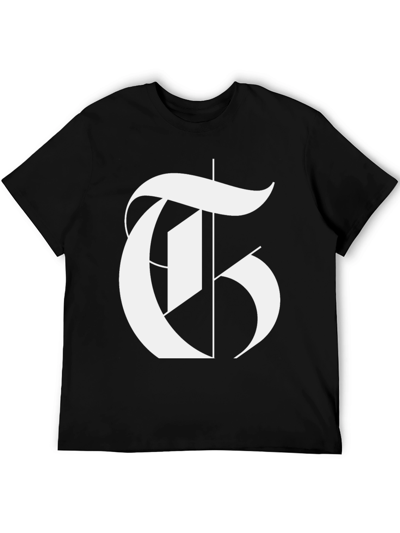 Bold Letter T Graphic Black T-Shirt