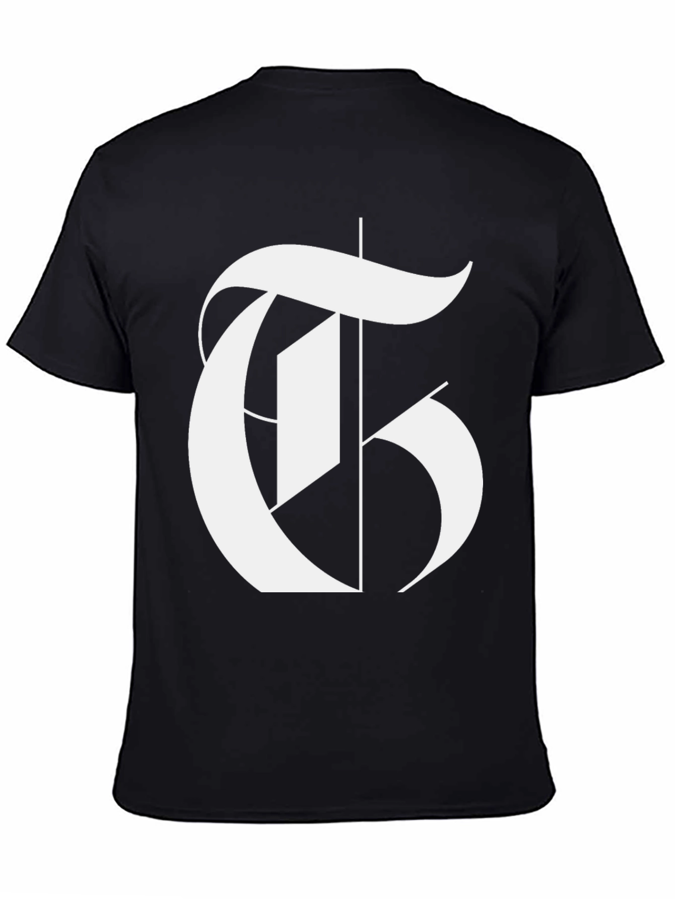 Bold Letter T Graphic Black T-Shirt