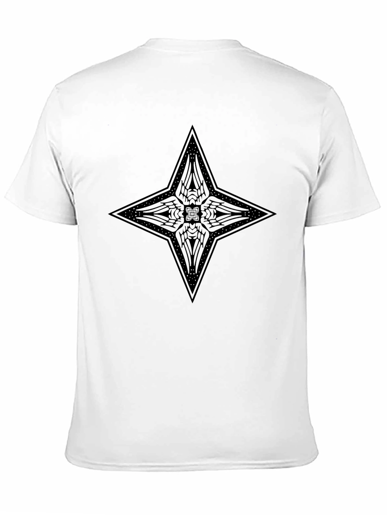 Geometric Star Design Black T-Shirt