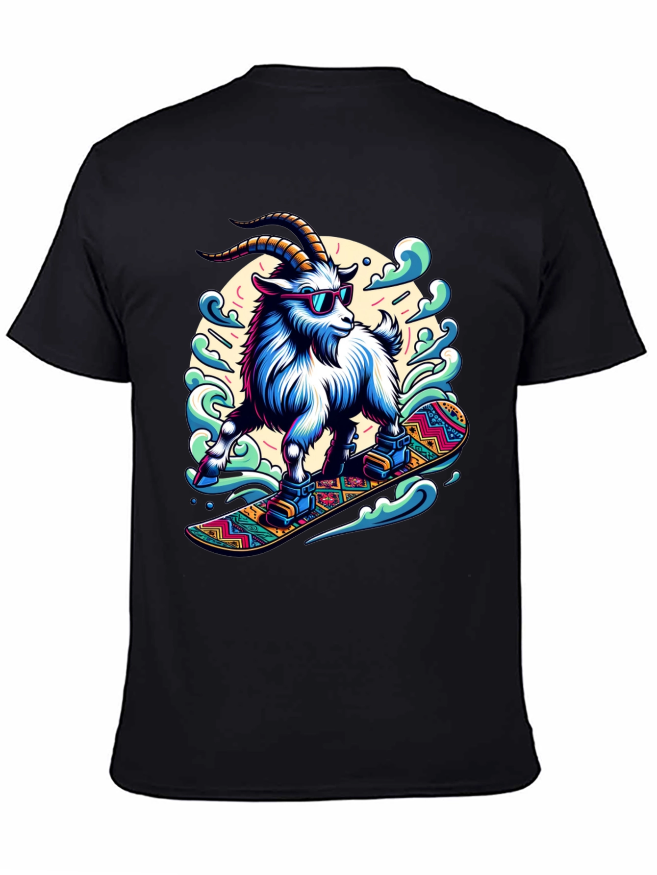 Goat Snowboarding T-Shirt Cool Design