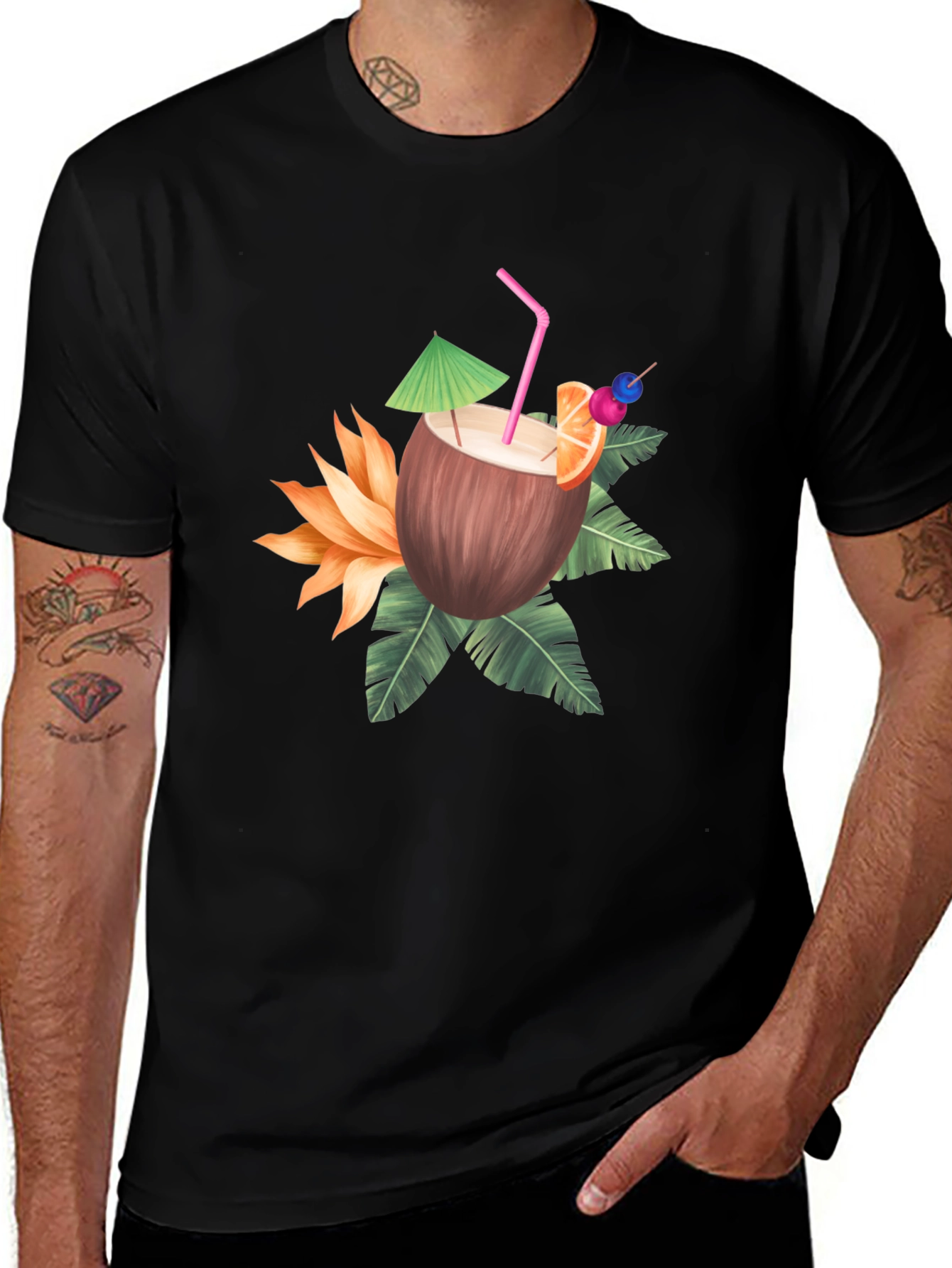 Tropical Coconut Drink Graphic Tee