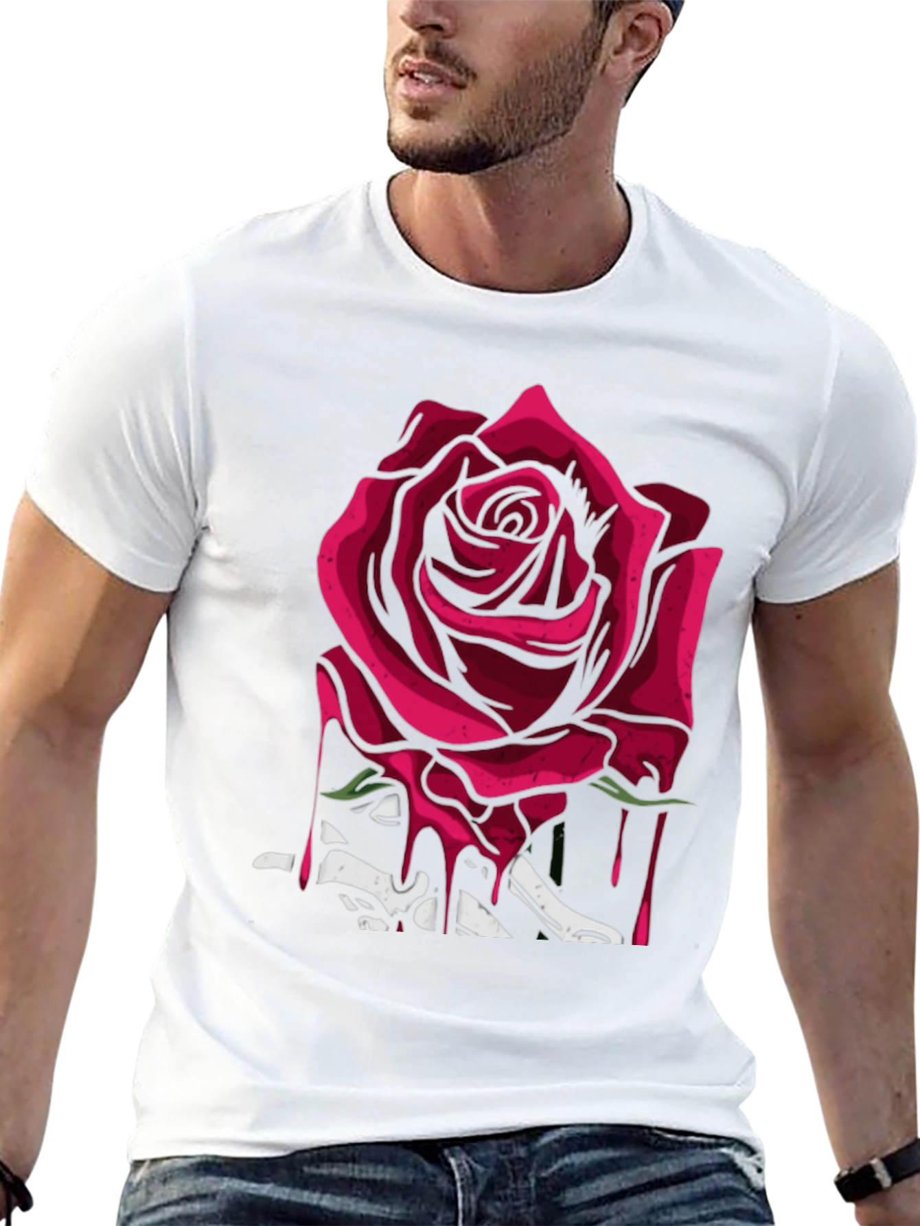 Rose & Bones Graphic Tee - Modern Edgy Style