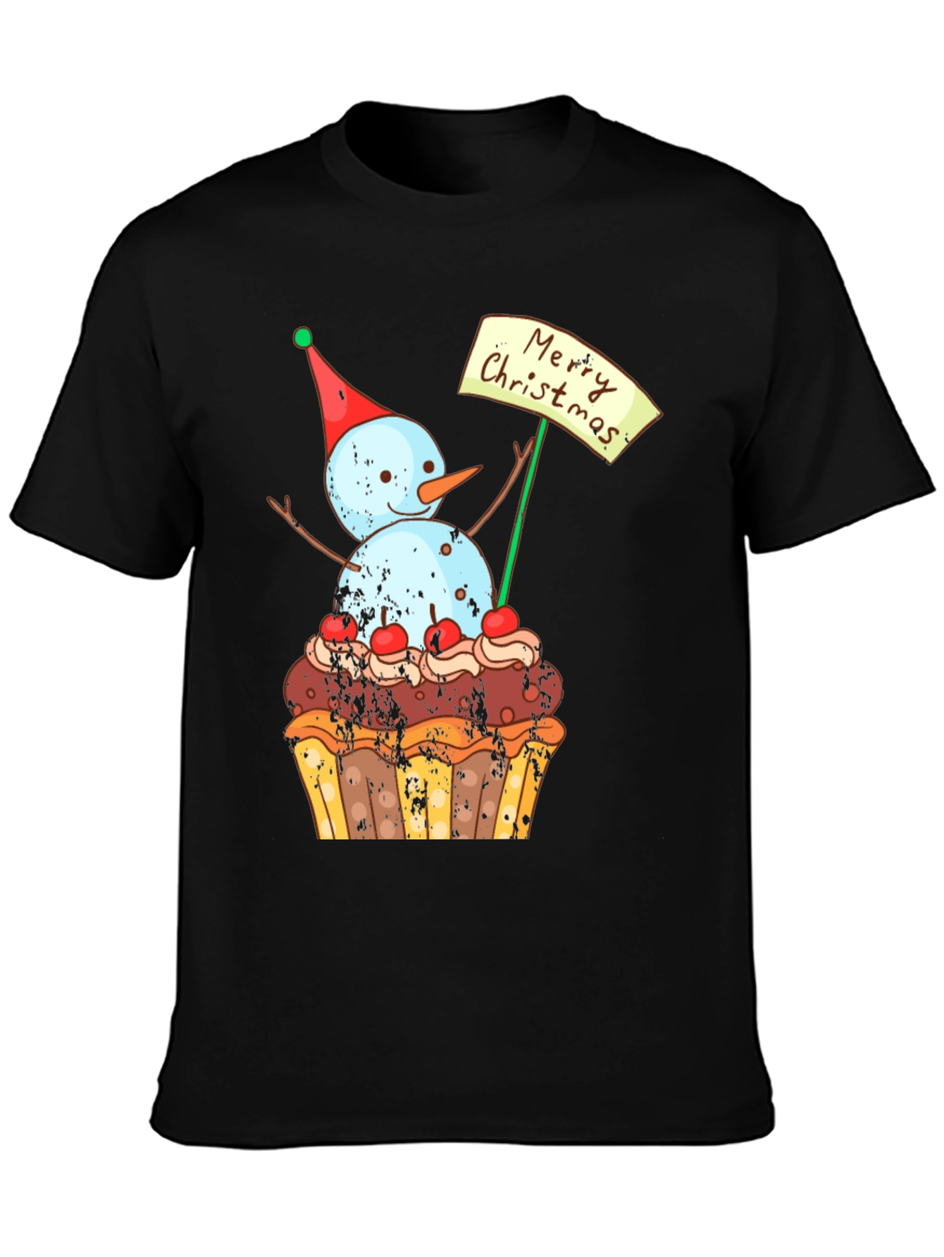 Merry Christmas Snowman Cupcake T-Shirt