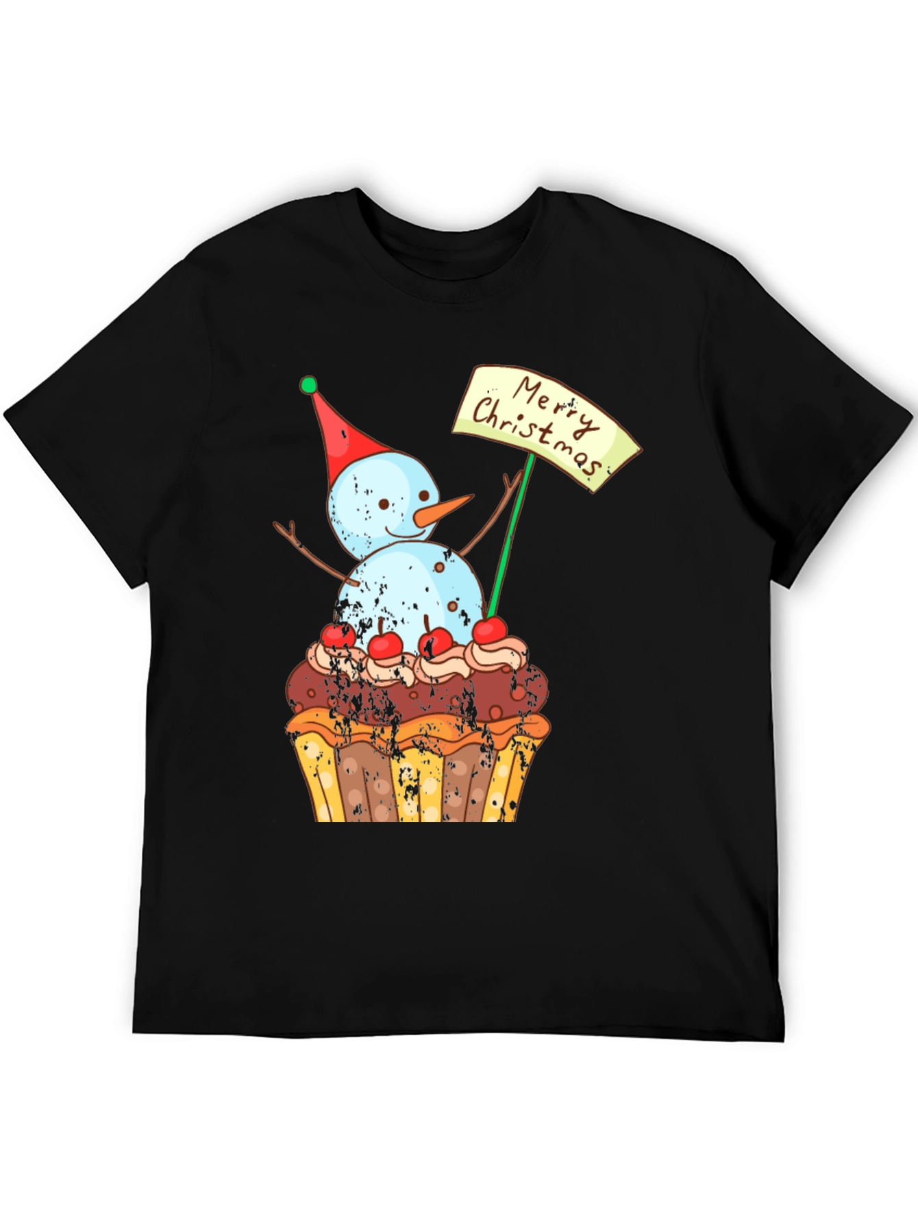 Merry Christmas Snowman Cupcake T-Shirt