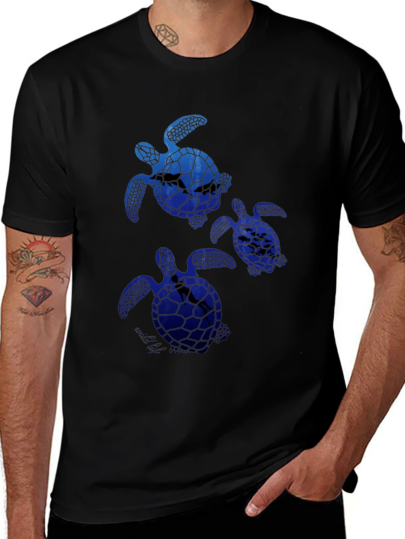 Sea Turtle Graphic Tee - Mens Black T-Shirt