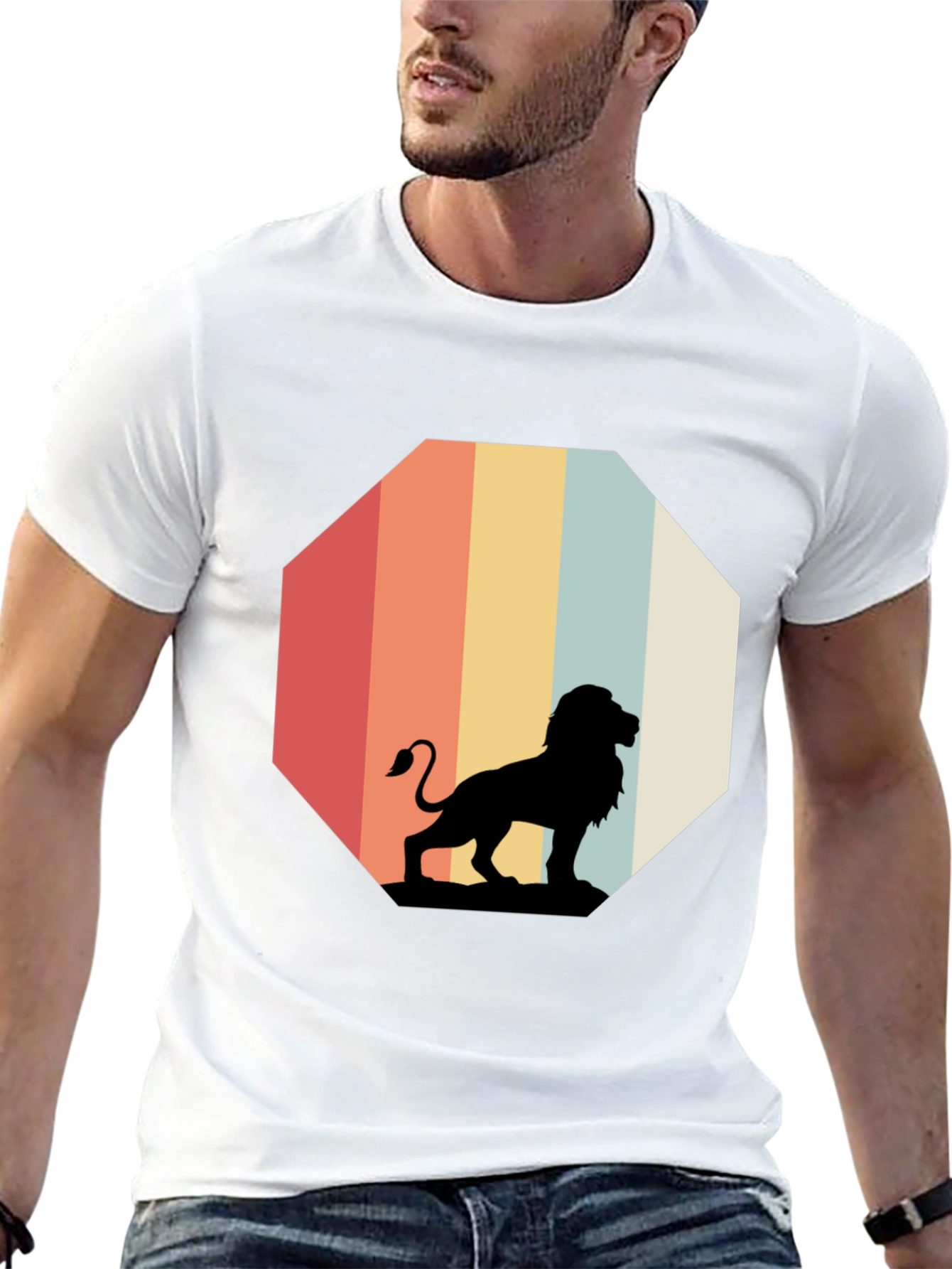 Retro Lion Graphic Tee - Classic Black T-Shirt