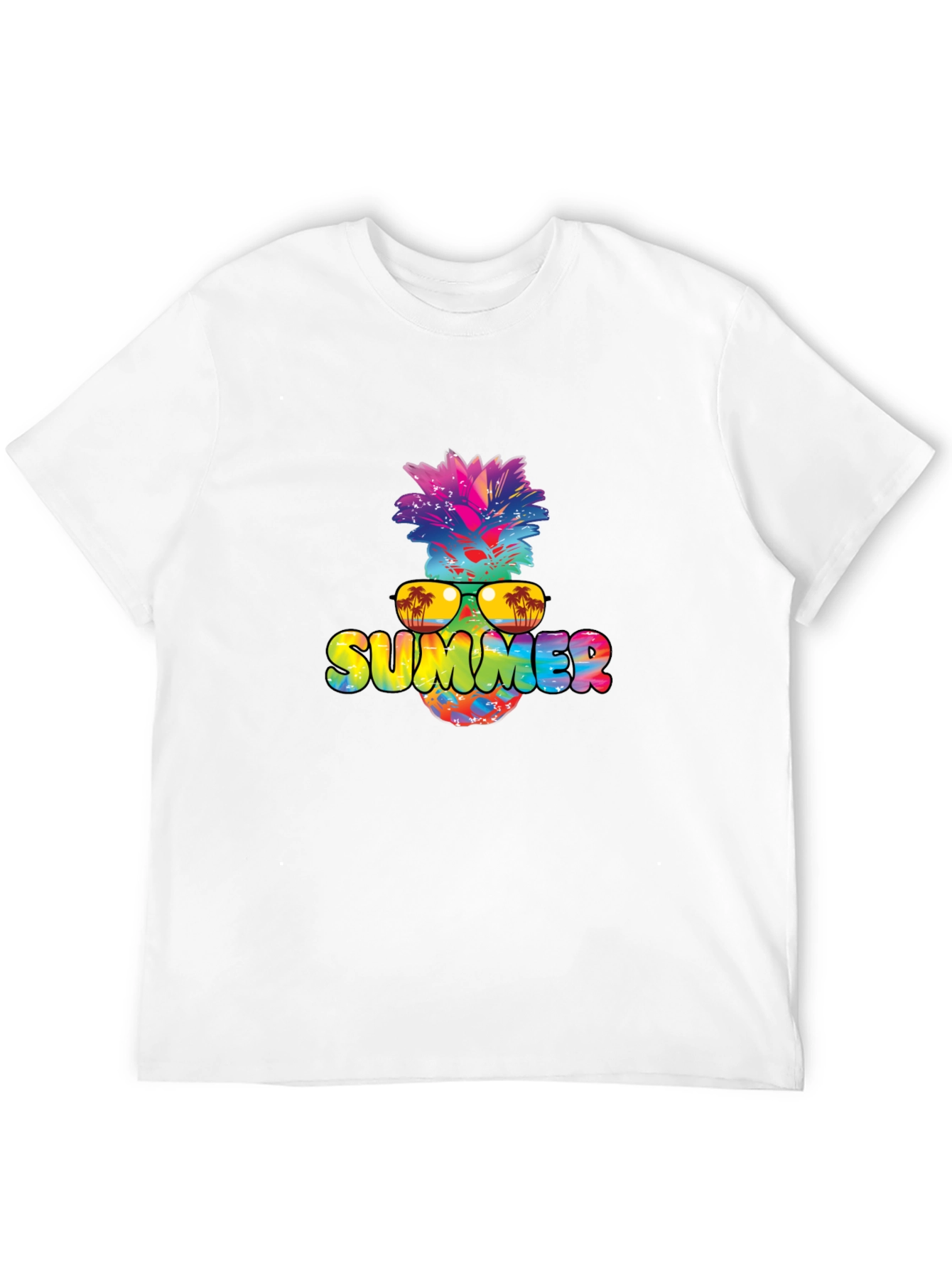 Summer Pineapple Graphic Print Black T-Shirt