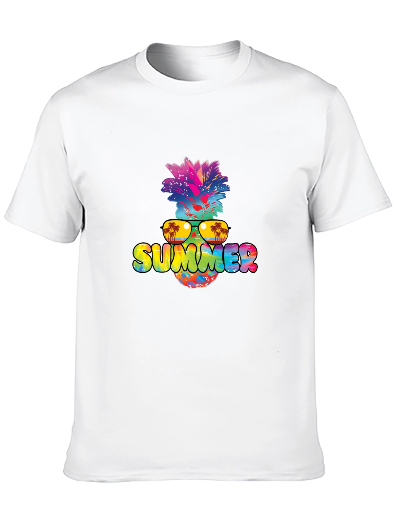 Summer Pineapple Graphic Print Black T-Shirt