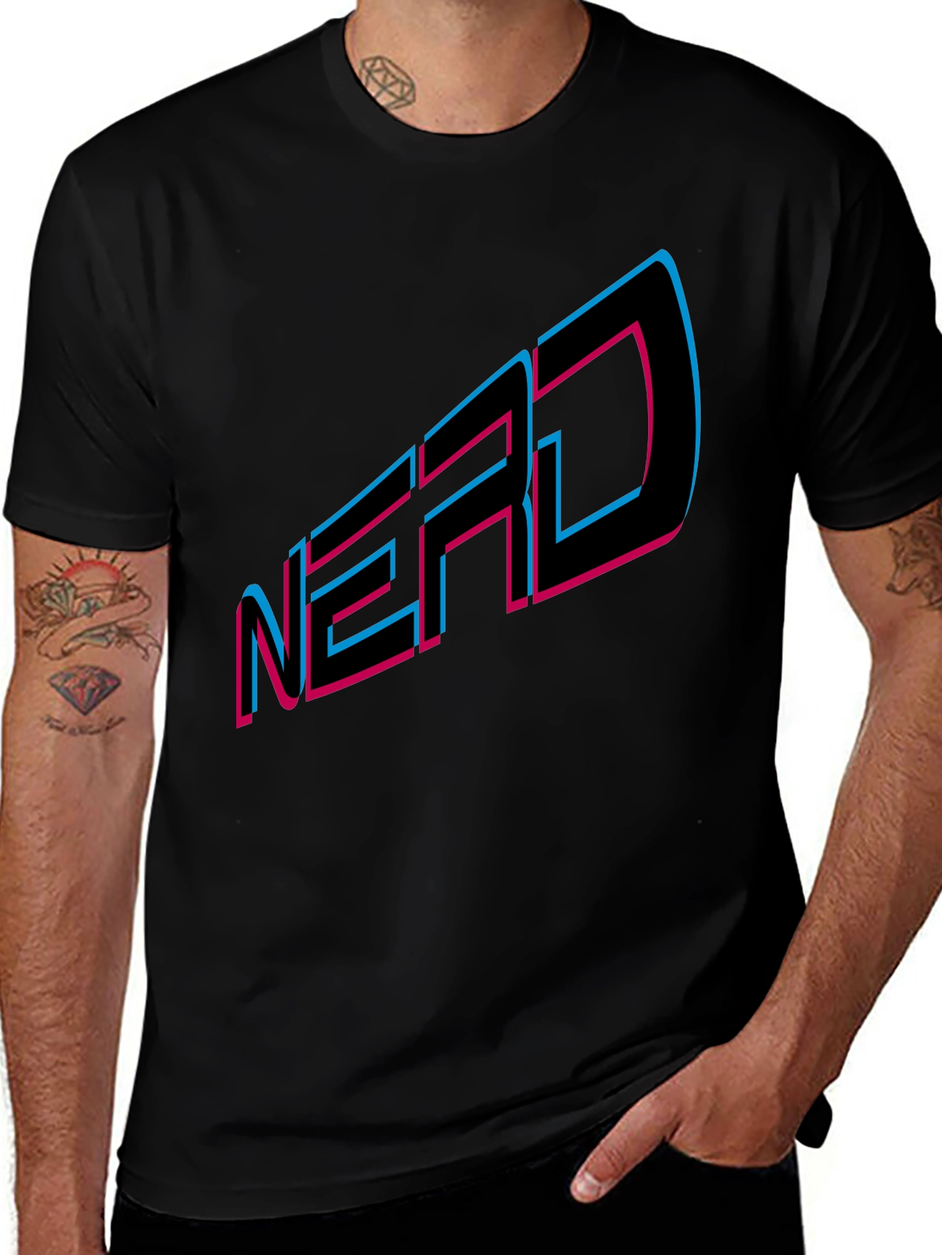 NERD Graphic Tee - Black Cotton Blend T-Shirt
