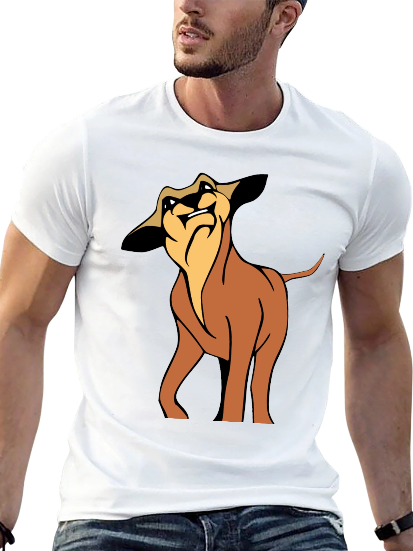 Cartoon Dog Graphic Tee - Soft Black Cotton