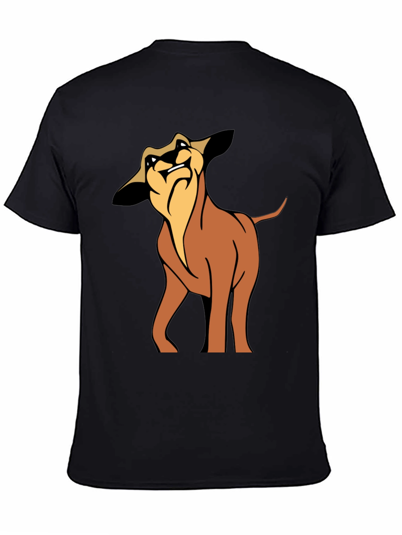 Cartoon Dog Graphic Tee - Soft Black Cotton