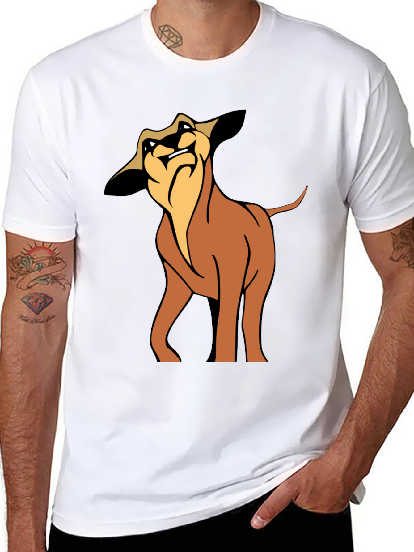 Cartoon Dog Graphic Tee - Soft Black Cotton