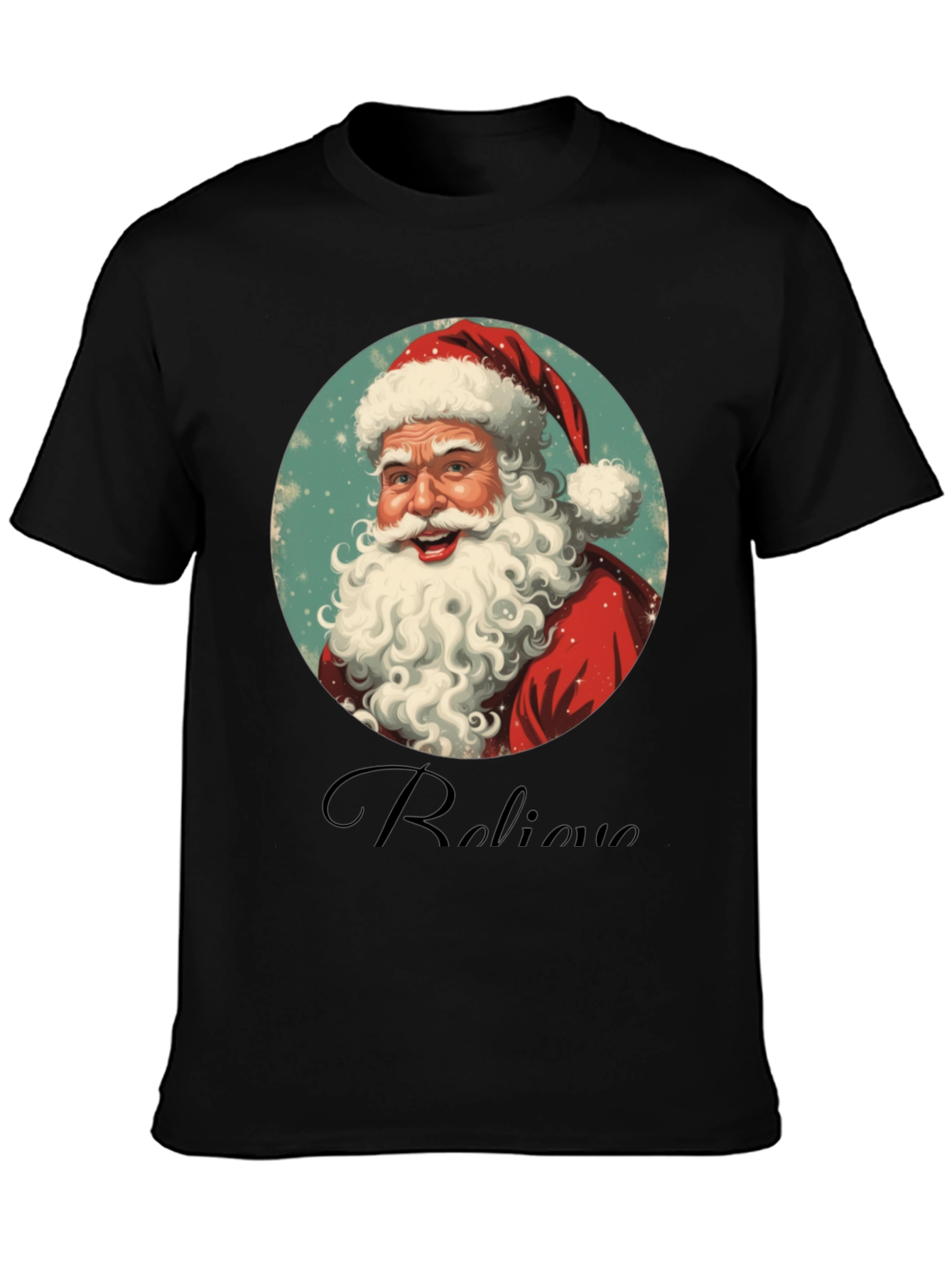 Believe Santa Graphic Tee - Black