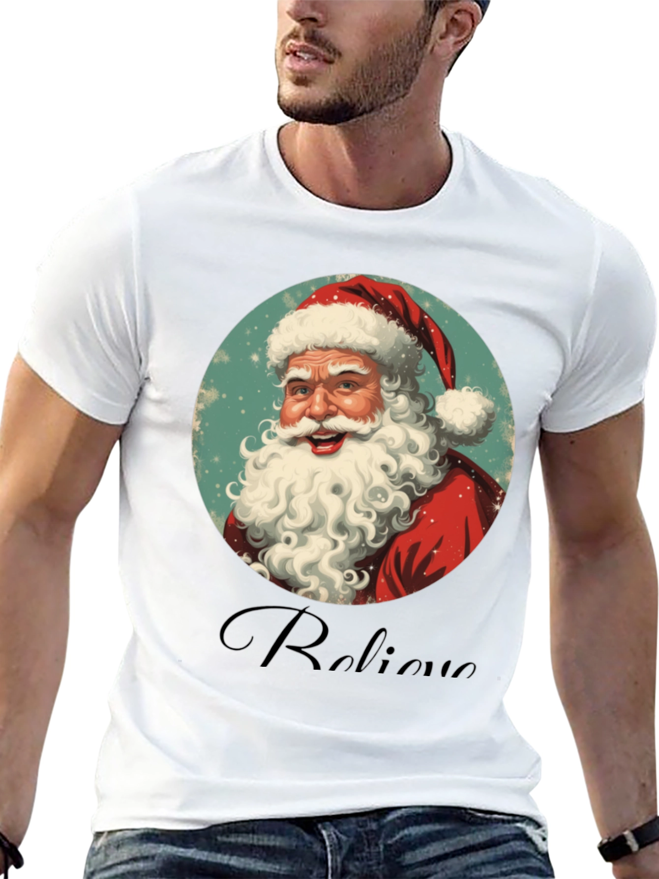 Believe Santa Graphic Tee - Black