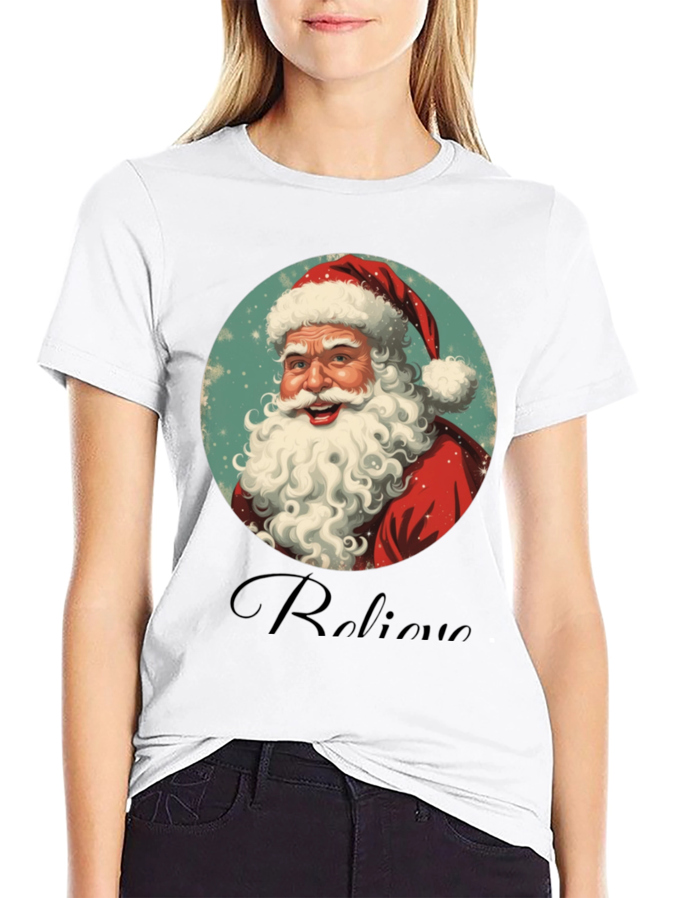 Believe Santa Graphic Tee - Black
