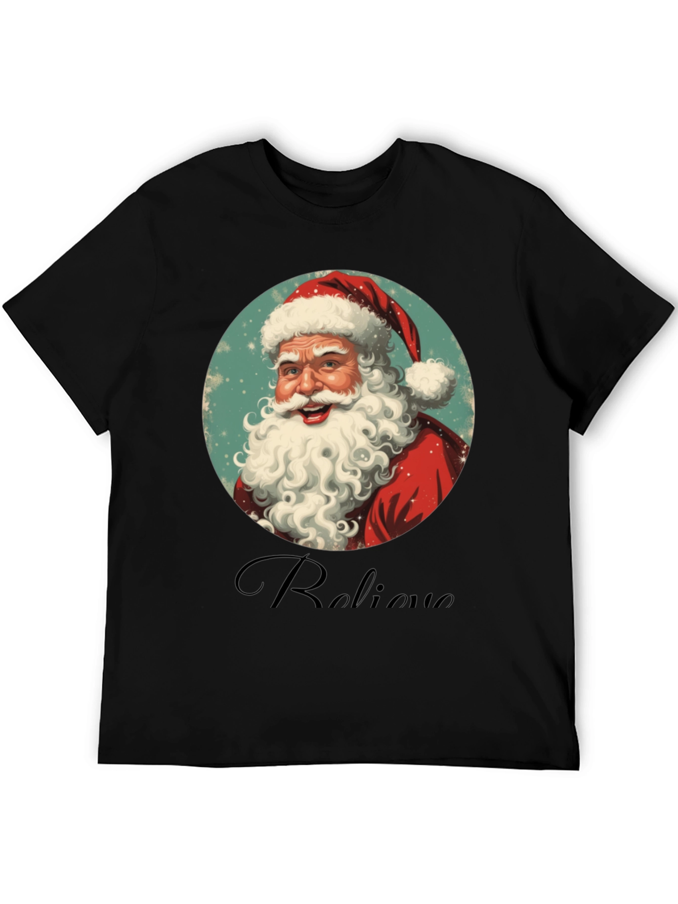 Believe Santa Graphic Tee - Black