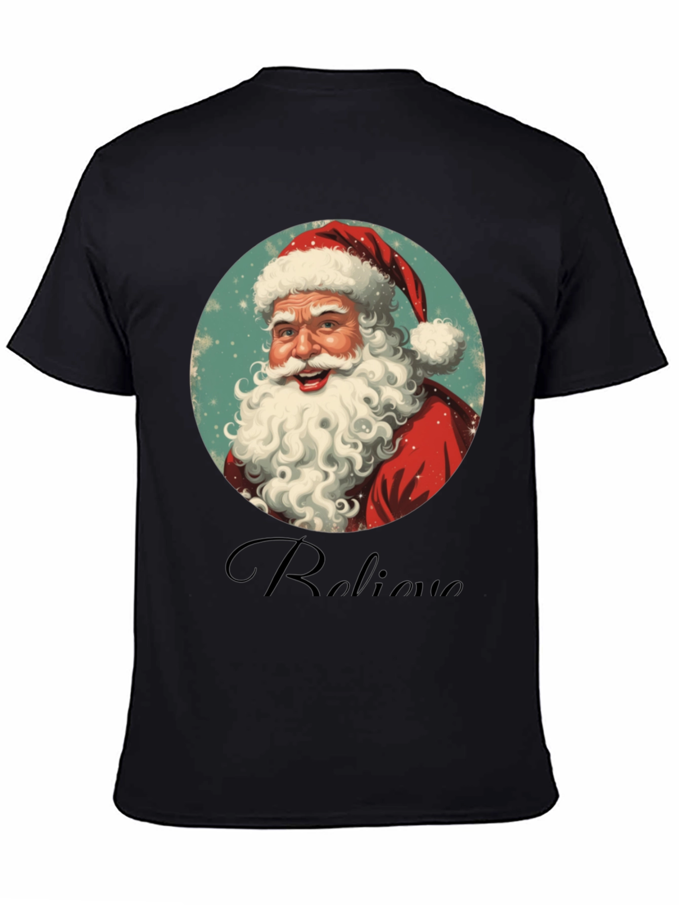Believe Santa Graphic Tee - Black