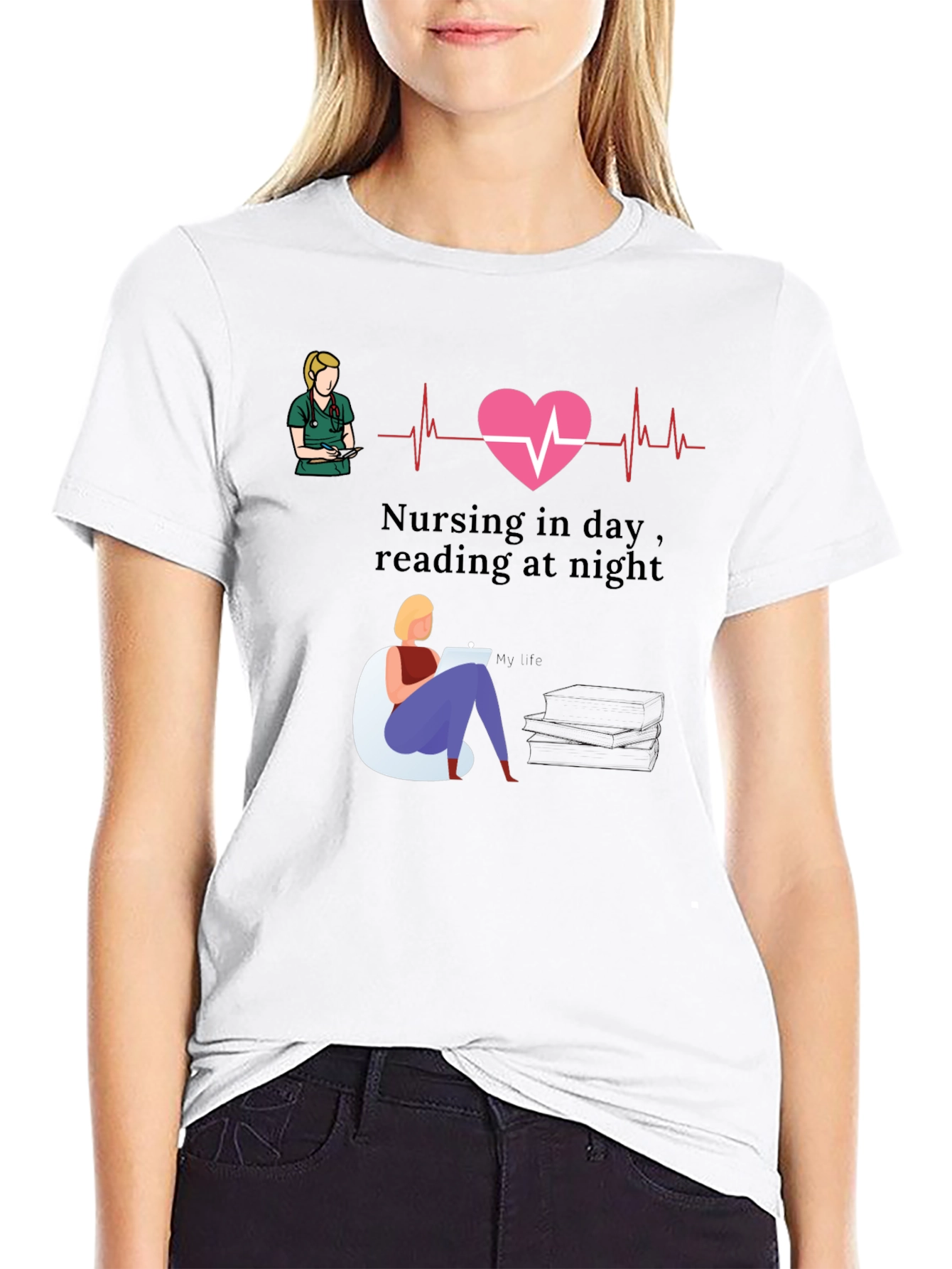 Nursing Day Reading Night T-Shirt Nurse Gift