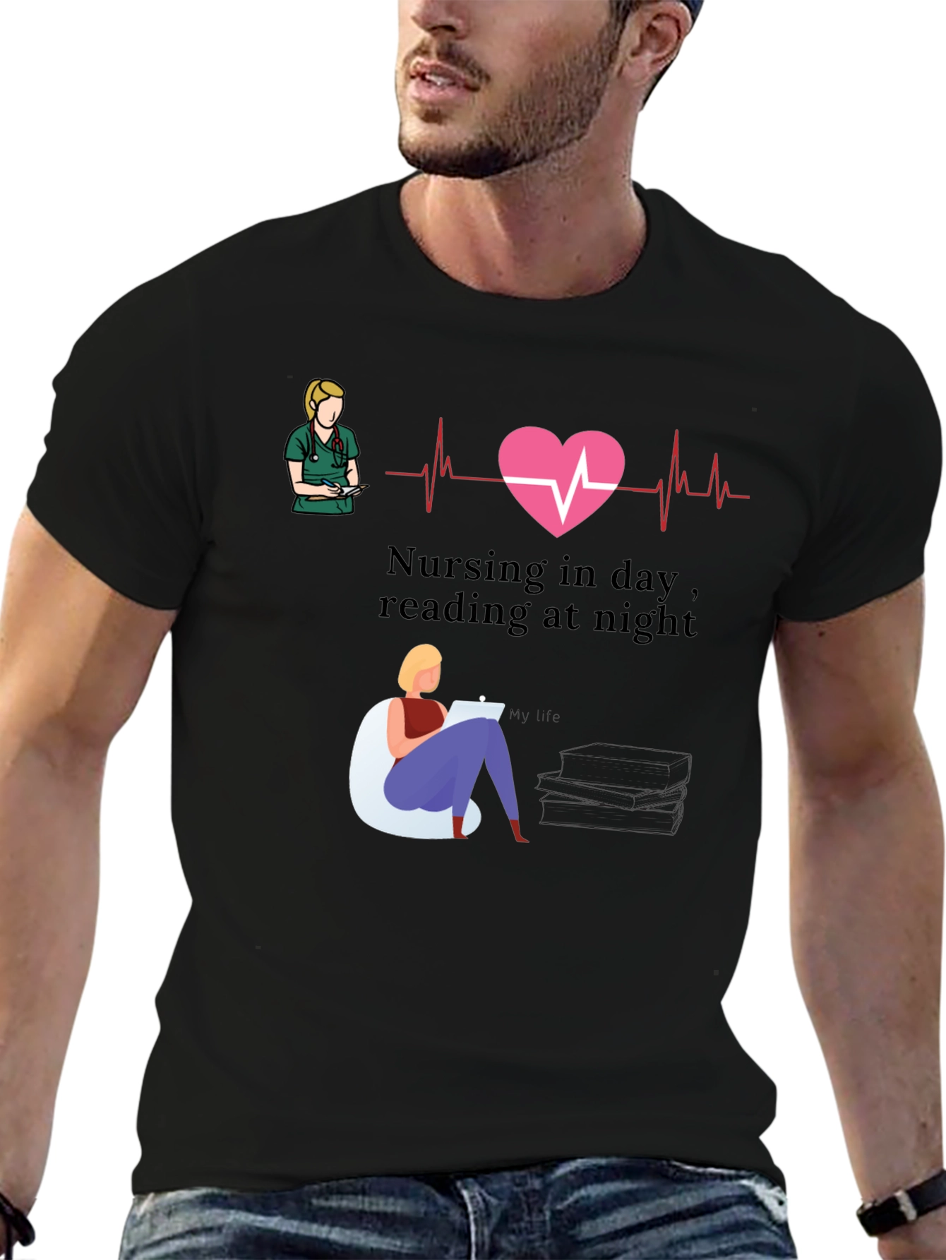 Nursing Day Reading Night T-Shirt Nurse Gift