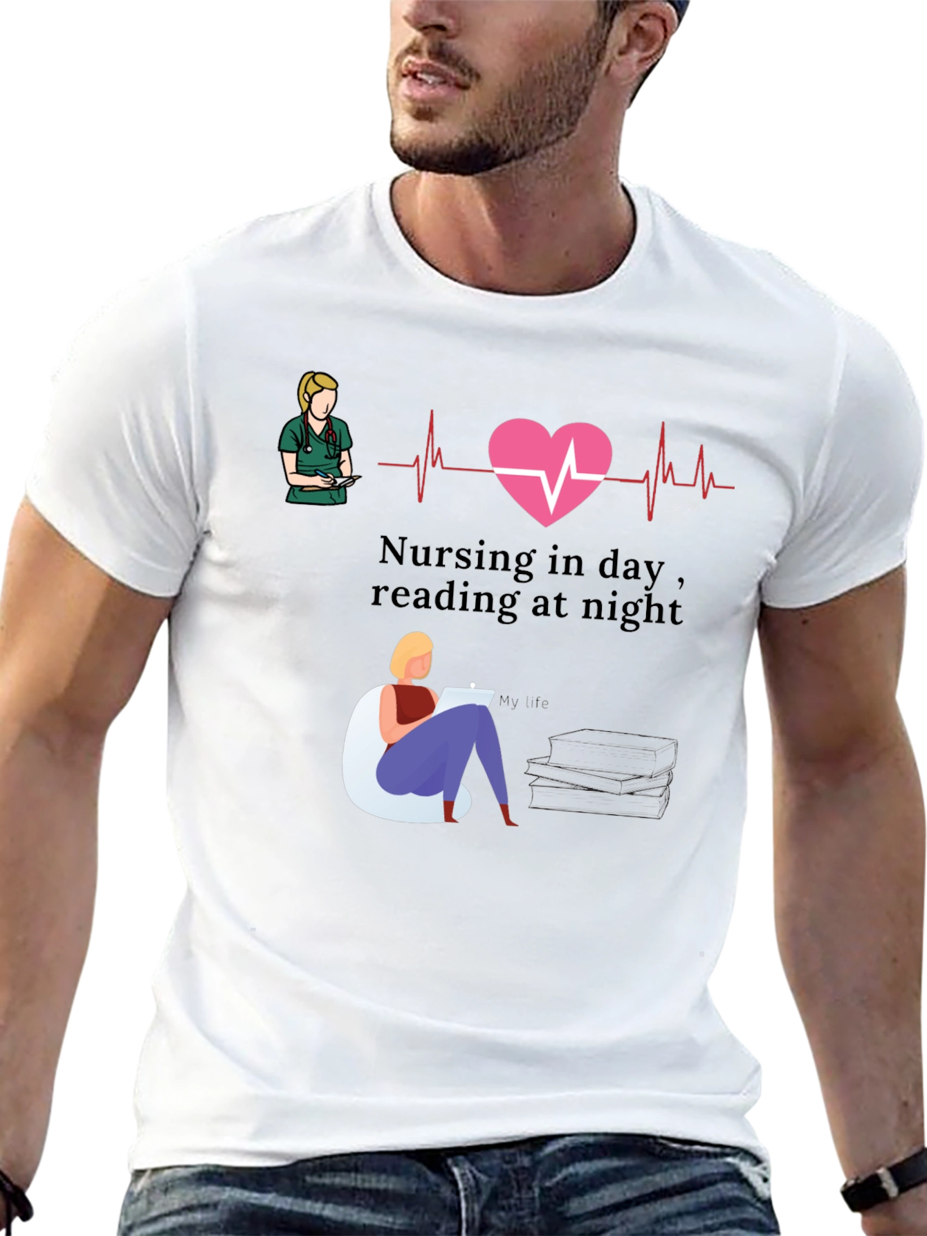 Nursing Day Reading Night T-Shirt Nurse Gift