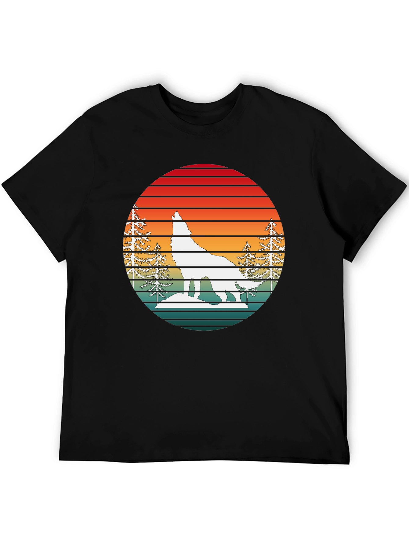 Retro Sunset Wolf Graphic T-Shirt