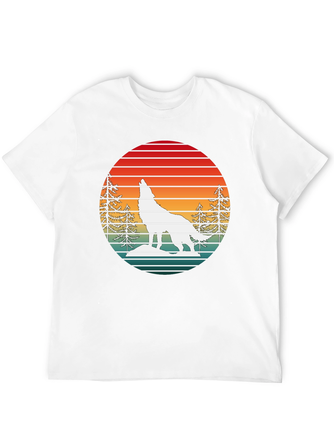 Retro Sunset Wolf Graphic T-Shirt