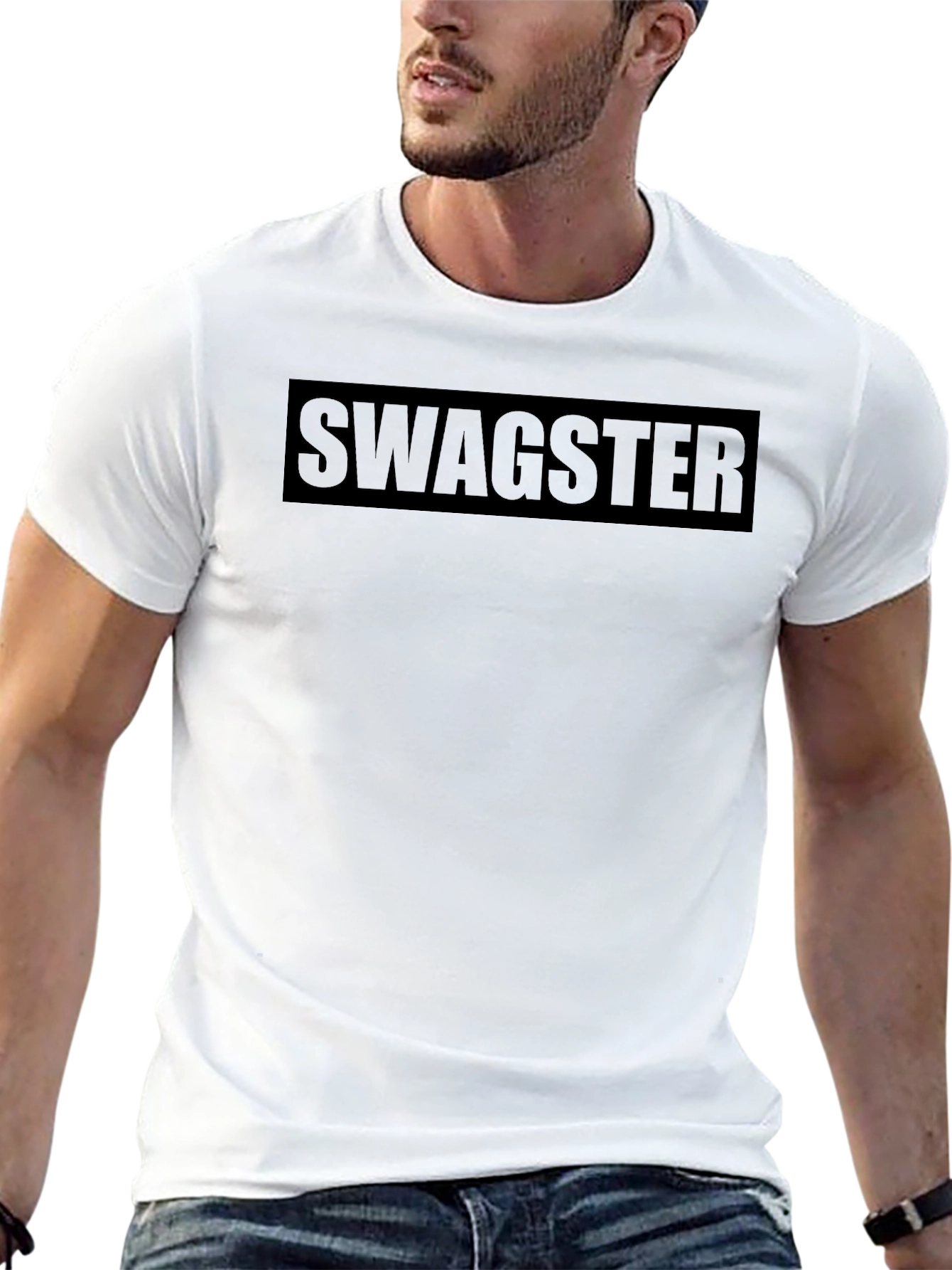 Mens Black Swagster Graphic Tee - Casual Style