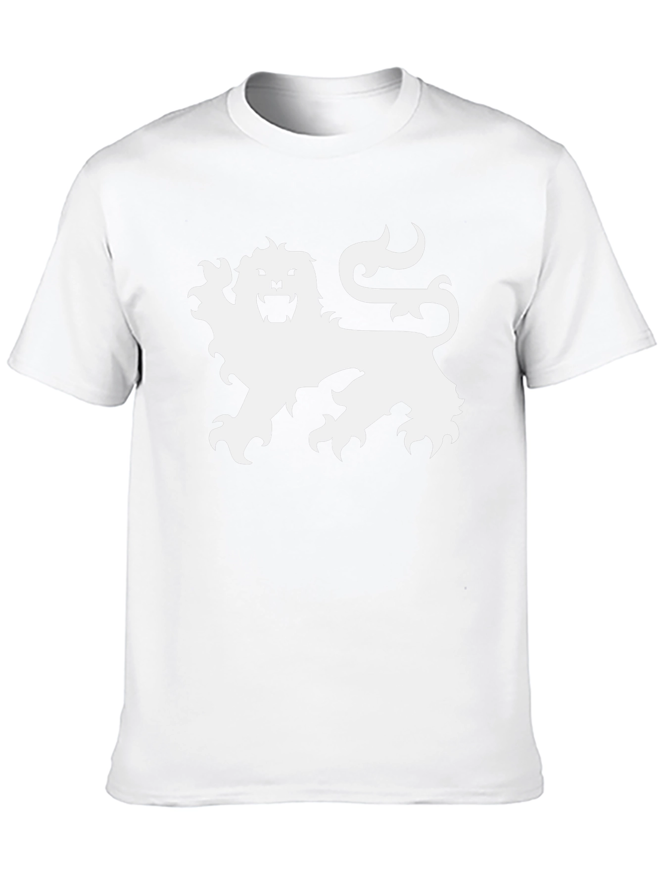 Black T-Shirt with White Lion Graphic