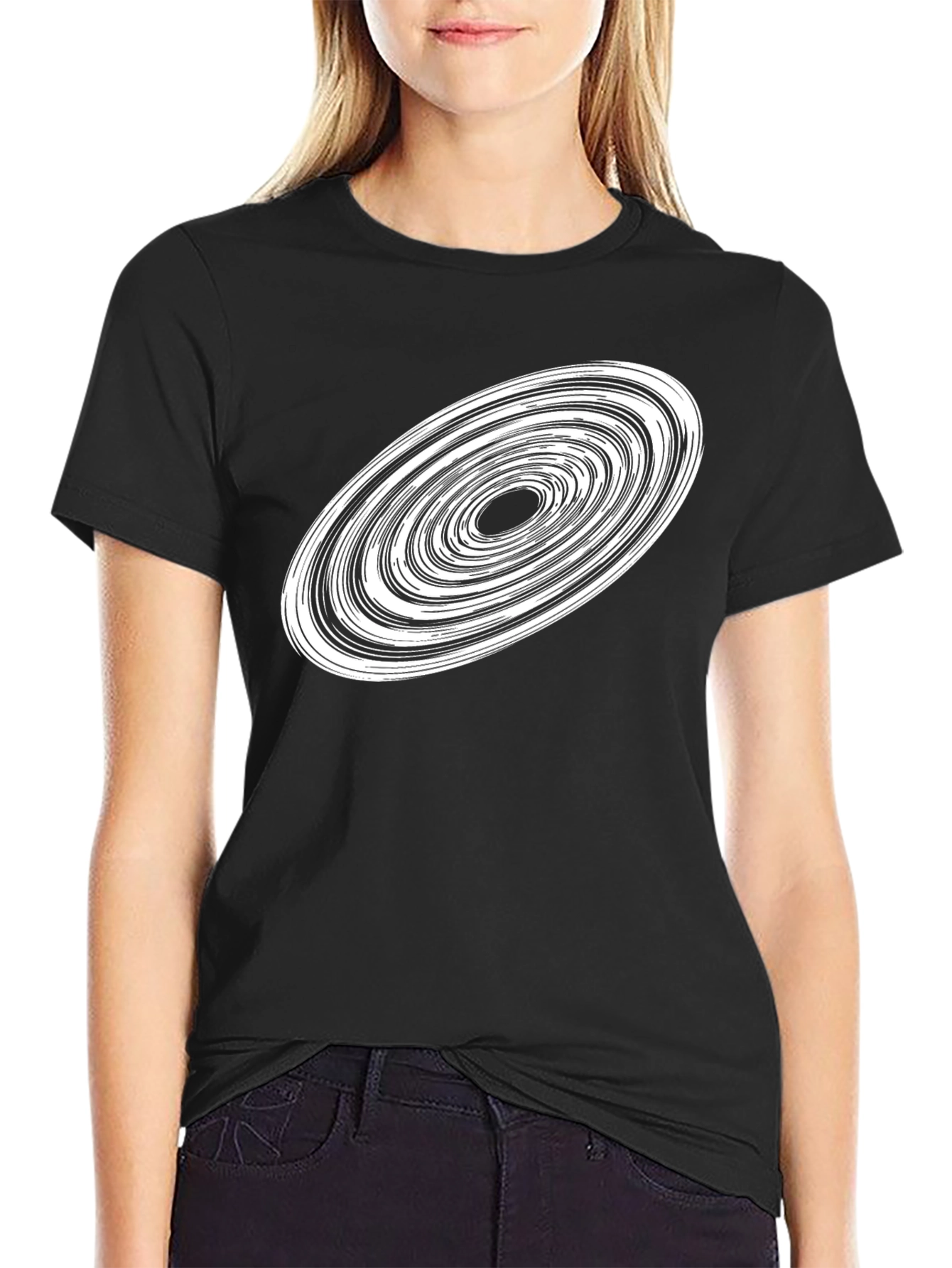 Abstract Vortex Graphic T-Shirt - Black