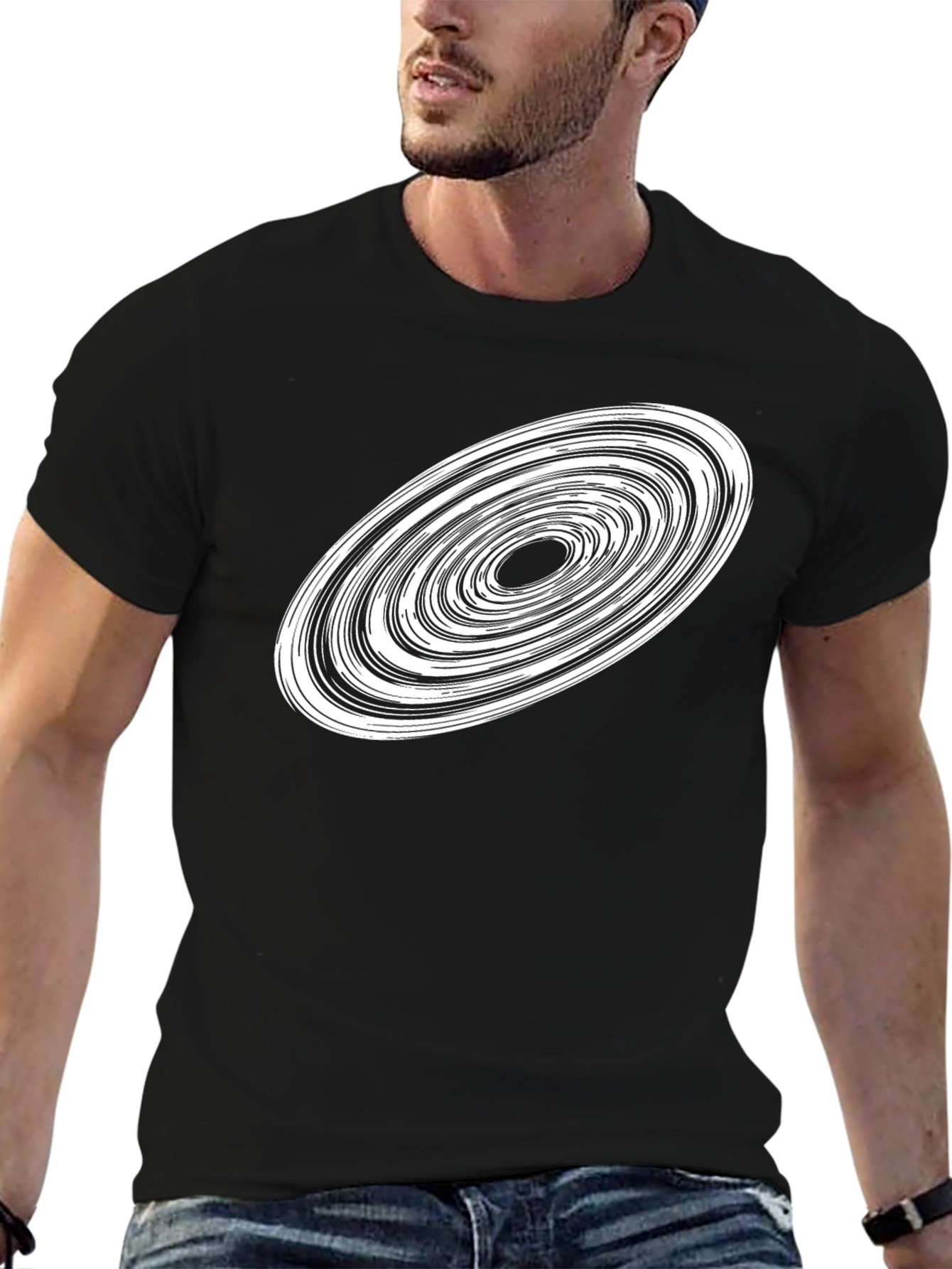 Abstract Vortex Graphic T-Shirt - Black