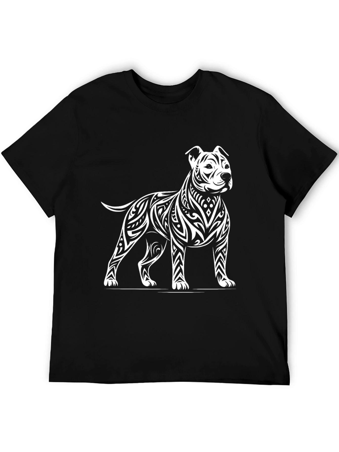 Tribal Pitbull Graphic Tee - Black Cotton Blend