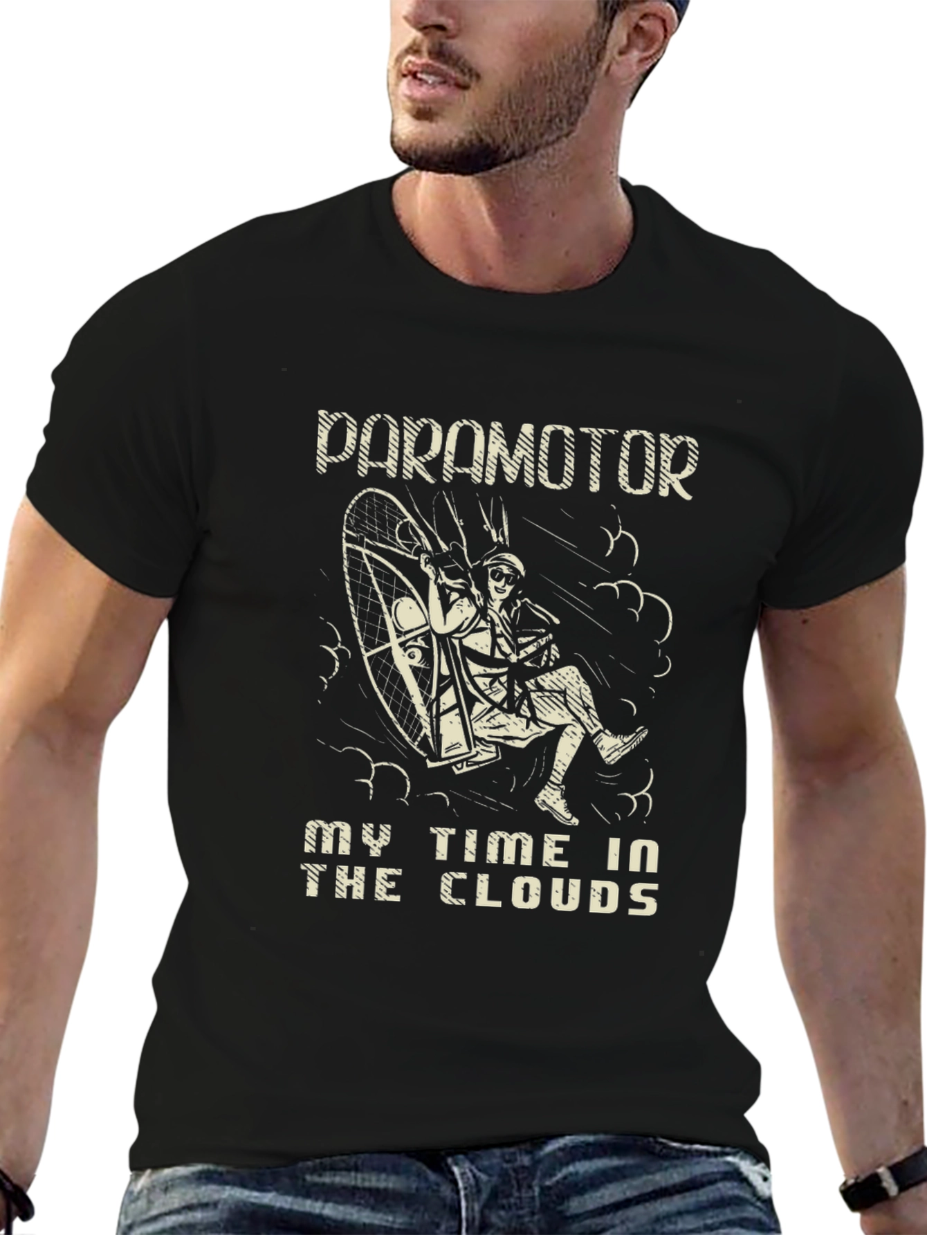 Paramotor Time In The Clouds Black T-Shirt