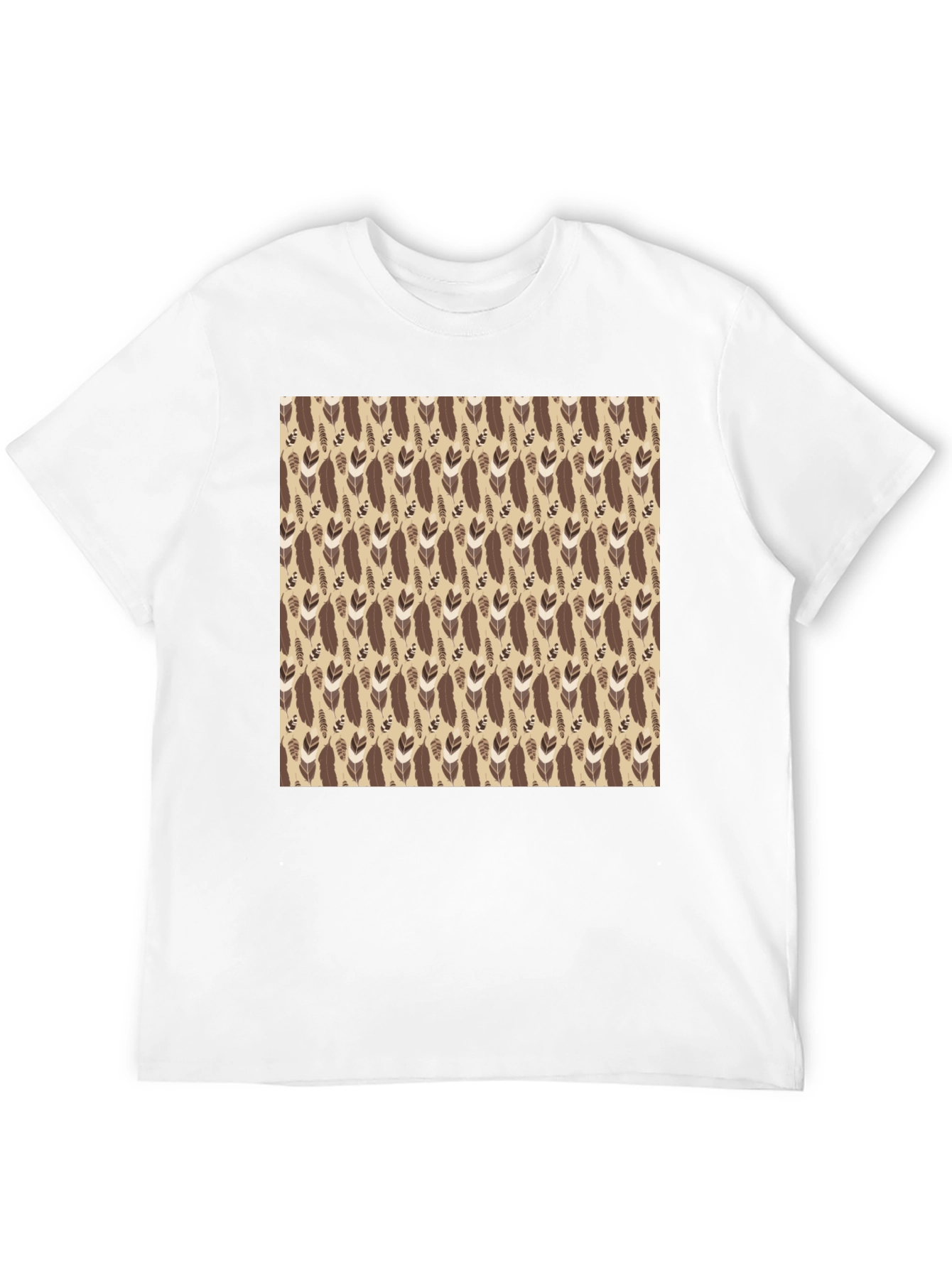 Tribal Feather Print Crew Neck T-Shirt