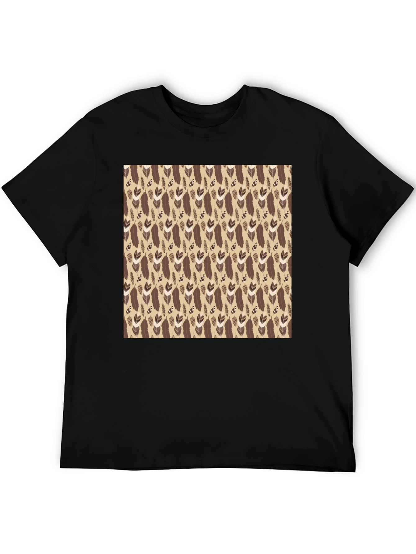 Tribal Feather Print Crew Neck T-Shirt