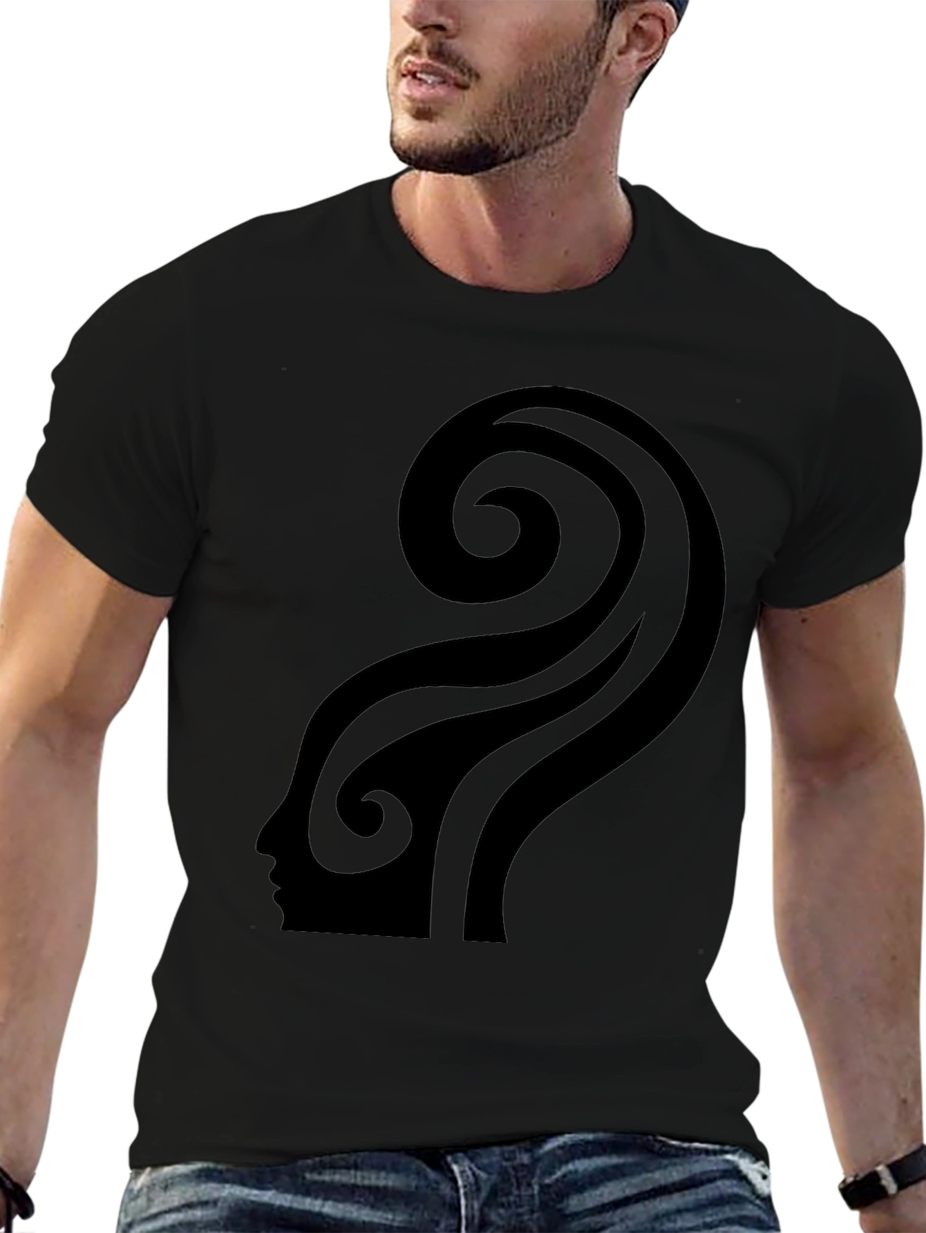 Abstract Silhouette Graphic Black T-Shirt