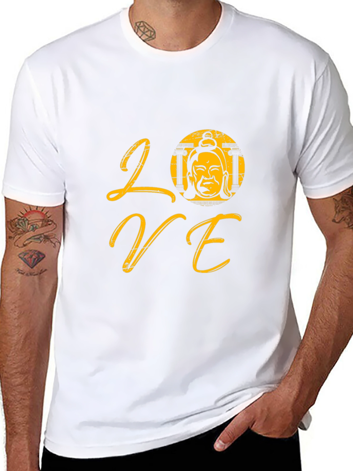 Love Buddha Graphic T-Shirt - Trendy Black Tee