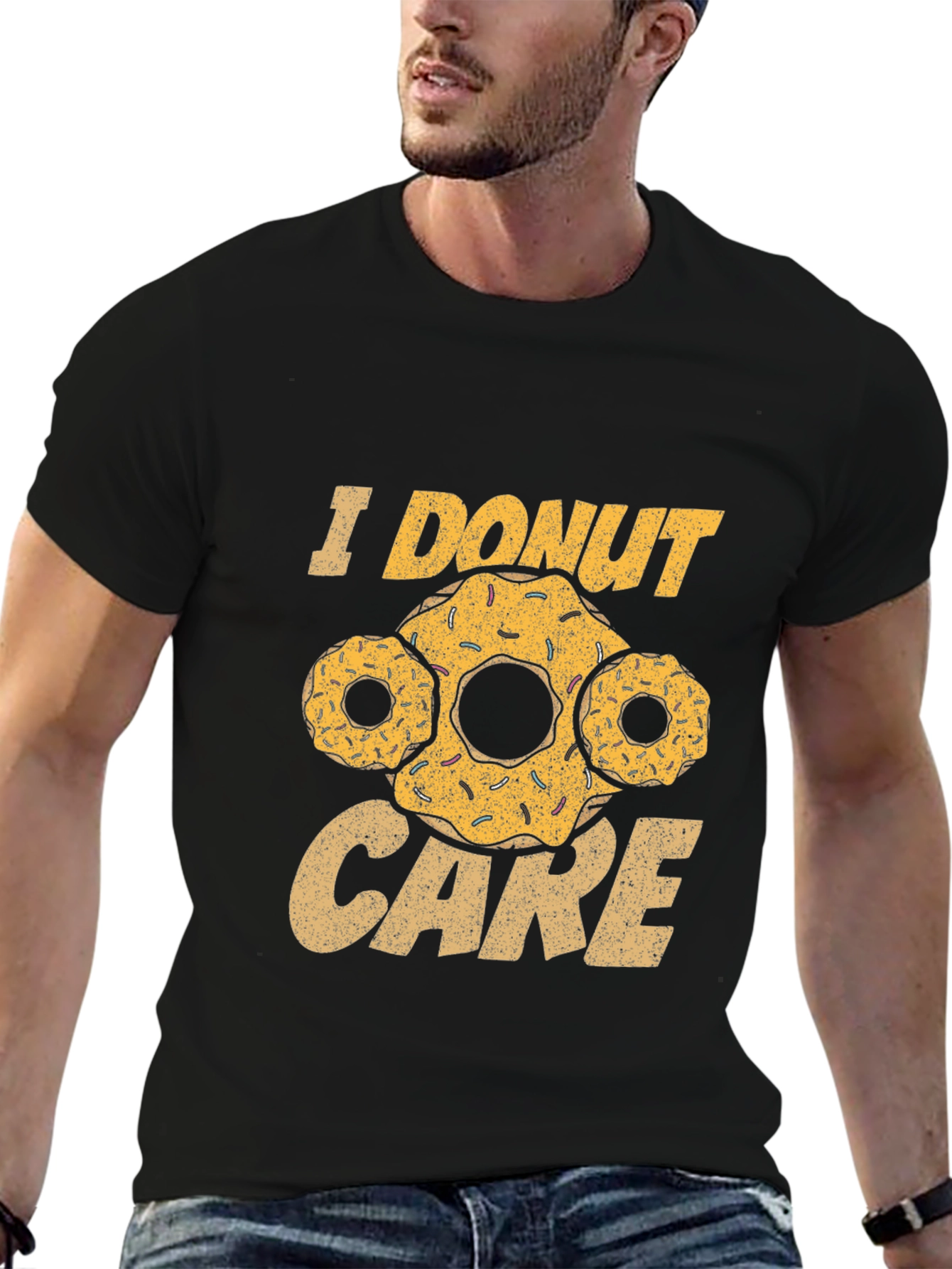 I Donut Care Black Graphic T-Shirt