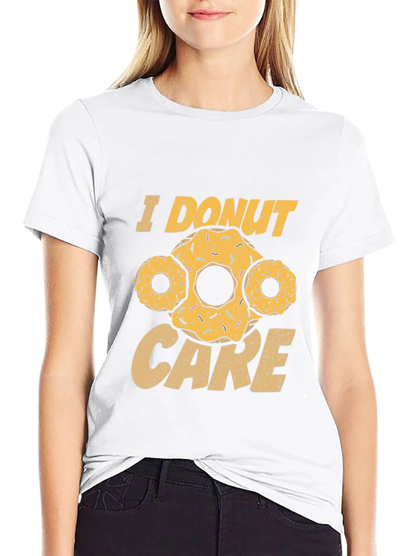 I Donut Care Black Graphic T-Shirt