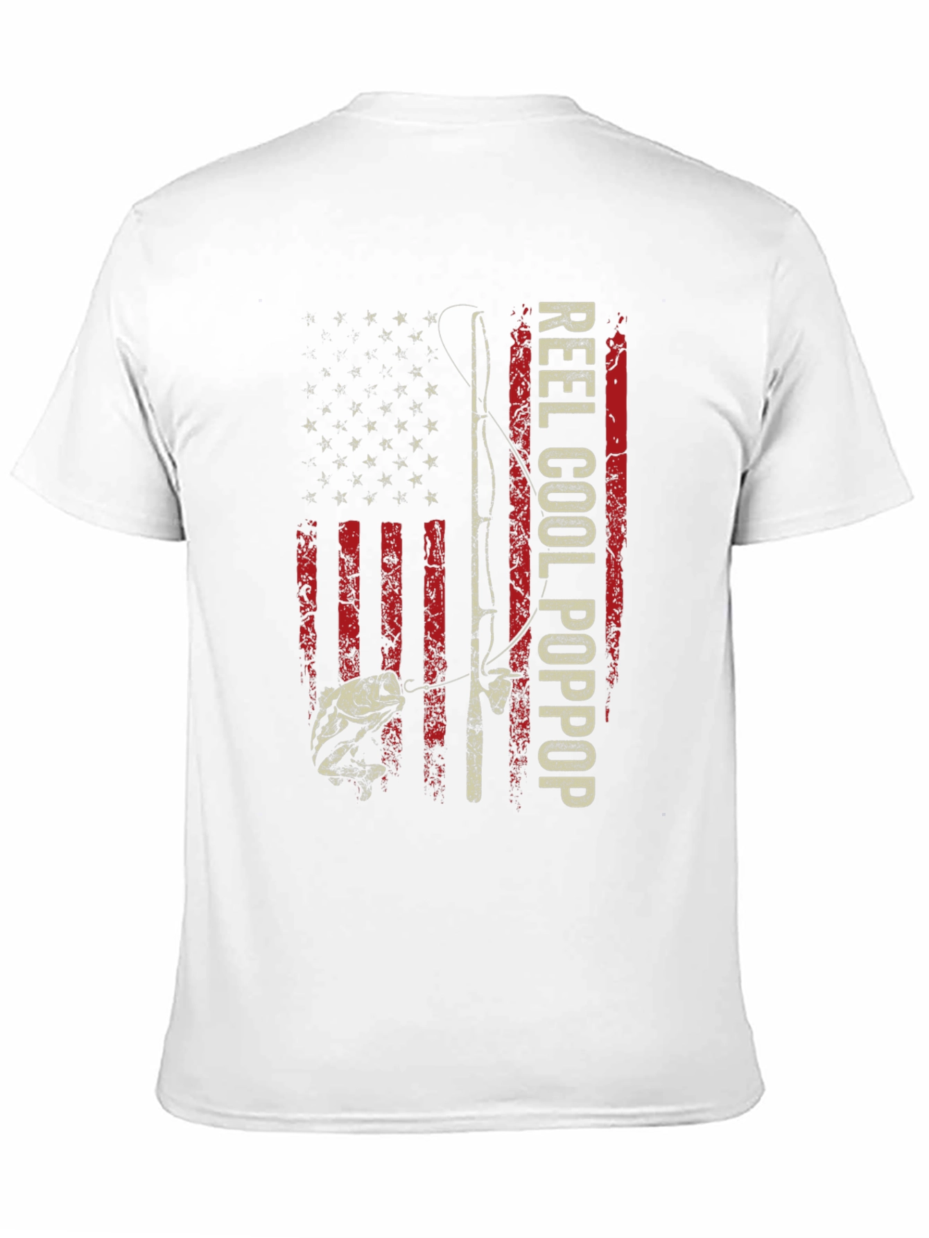 Reel Cool Poppop Fishing USA Flag Graphic Tee