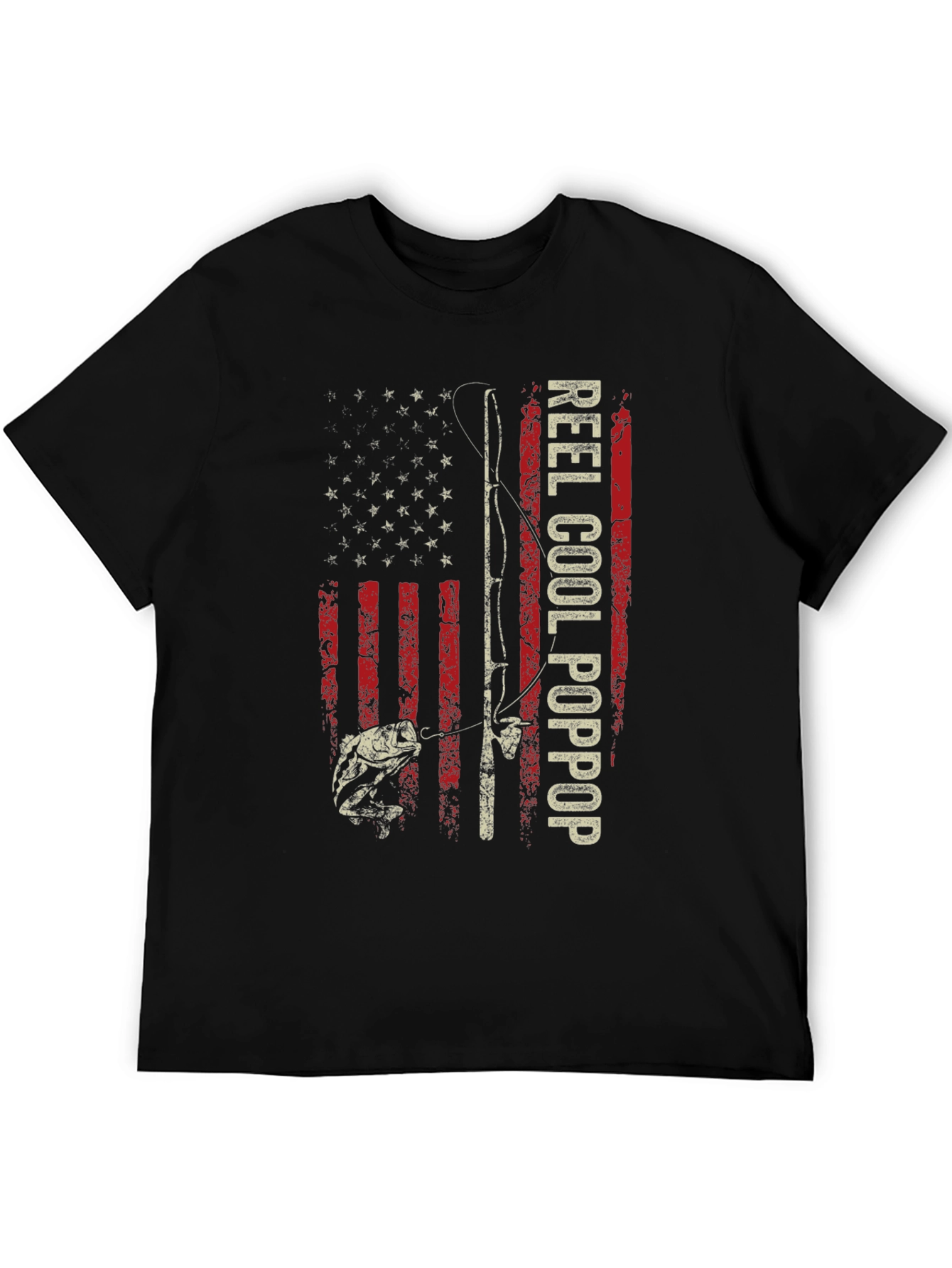 Reel Cool Poppop Fishing USA Flag Graphic Tee