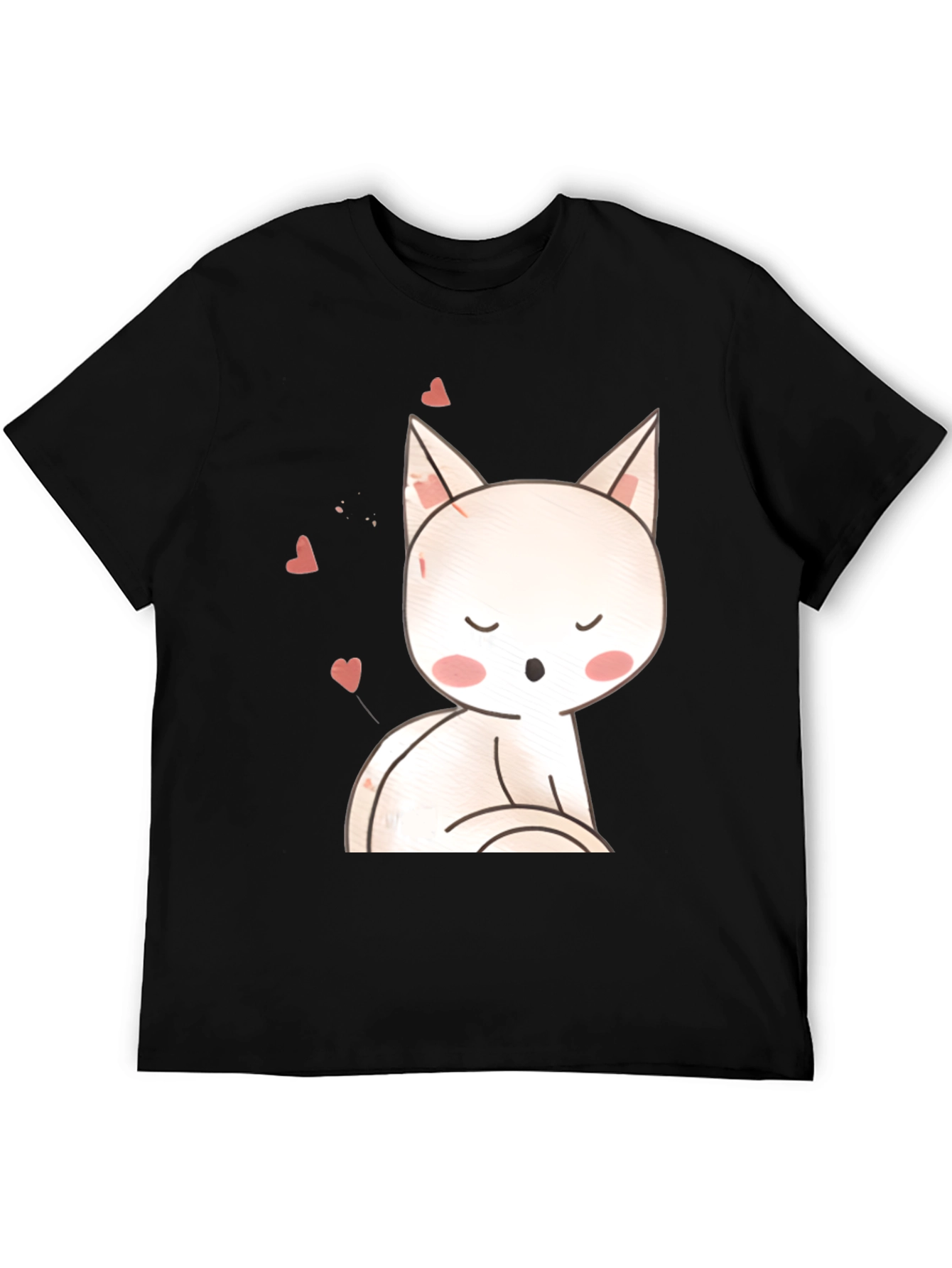 Cute Cat T-Shirt - Black Cotton Blend