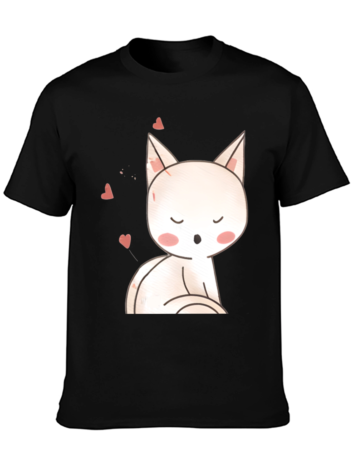 Cute Cat T-Shirt - Black Cotton Blend