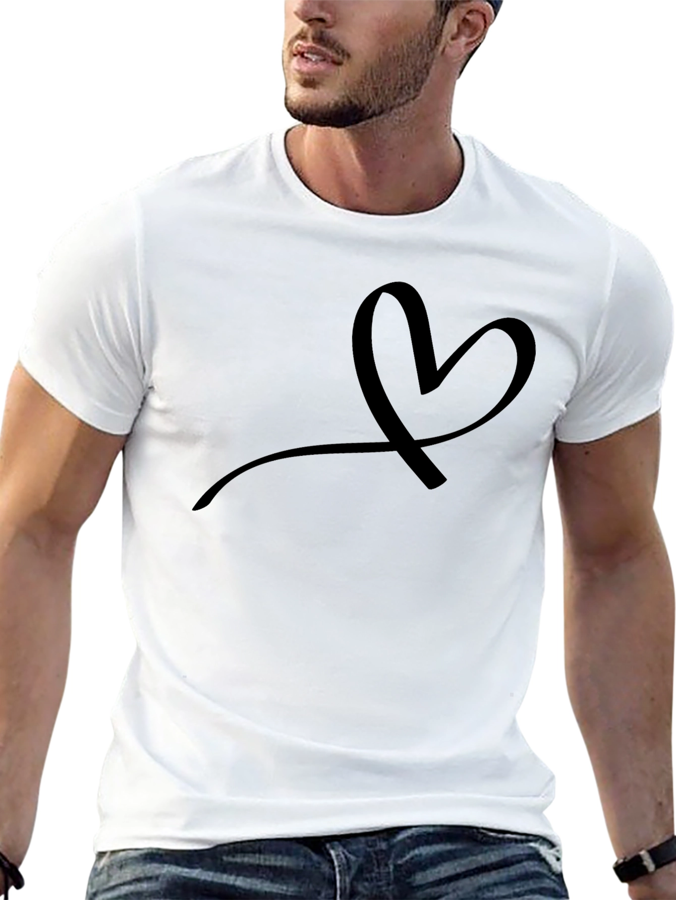 Minimalist Heart Graphic Black T-Shirt