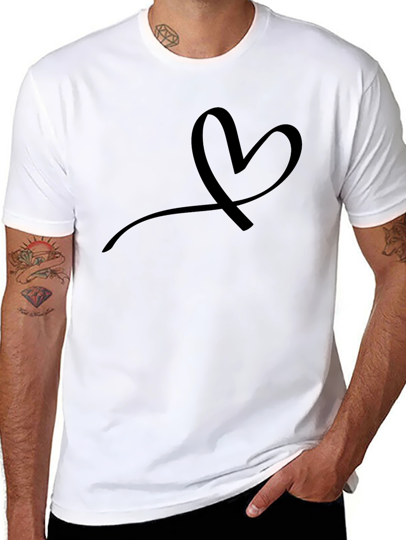 Minimalist Heart Graphic Black T-Shirt