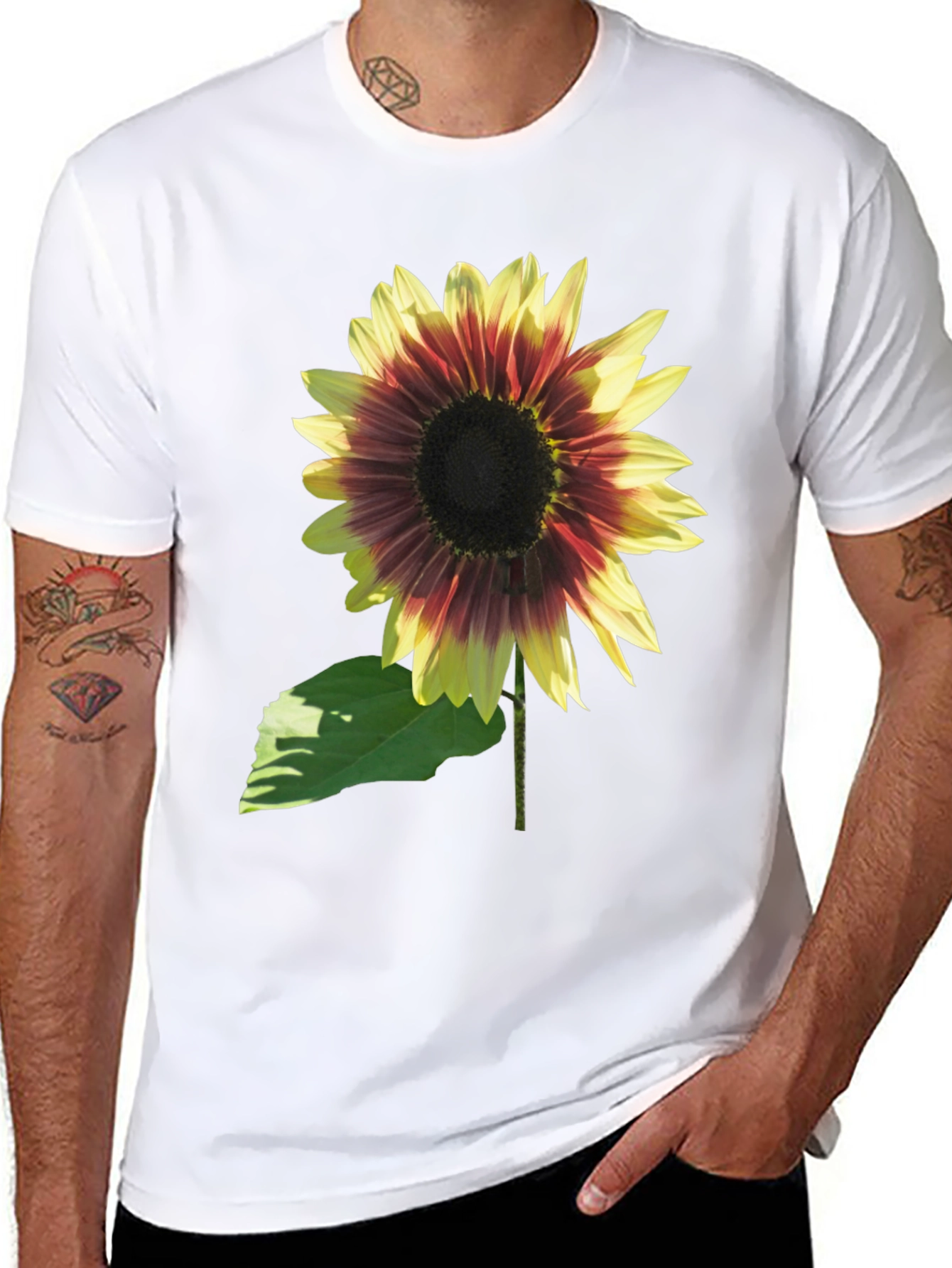 Sunflower Graphic Tee - Black Cotton Blend